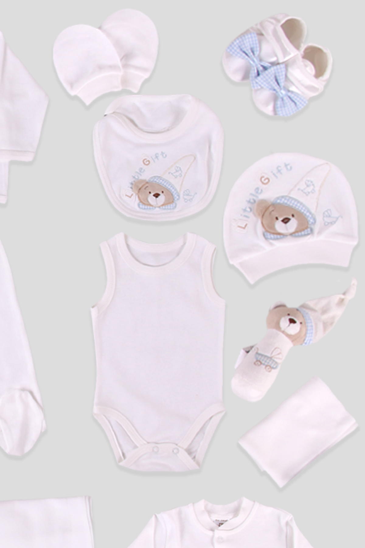 Breeze Erkek Bebek Hastane Çıkışı 11'li Ekru-Mavi (Standart)