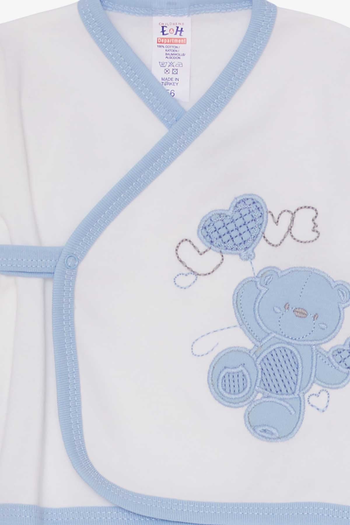Breeze Erkek Bebek Hastane Çıkışı 3 lü Ayıcık Nakışlı Ekru (0-3 Ay-4 Ay)