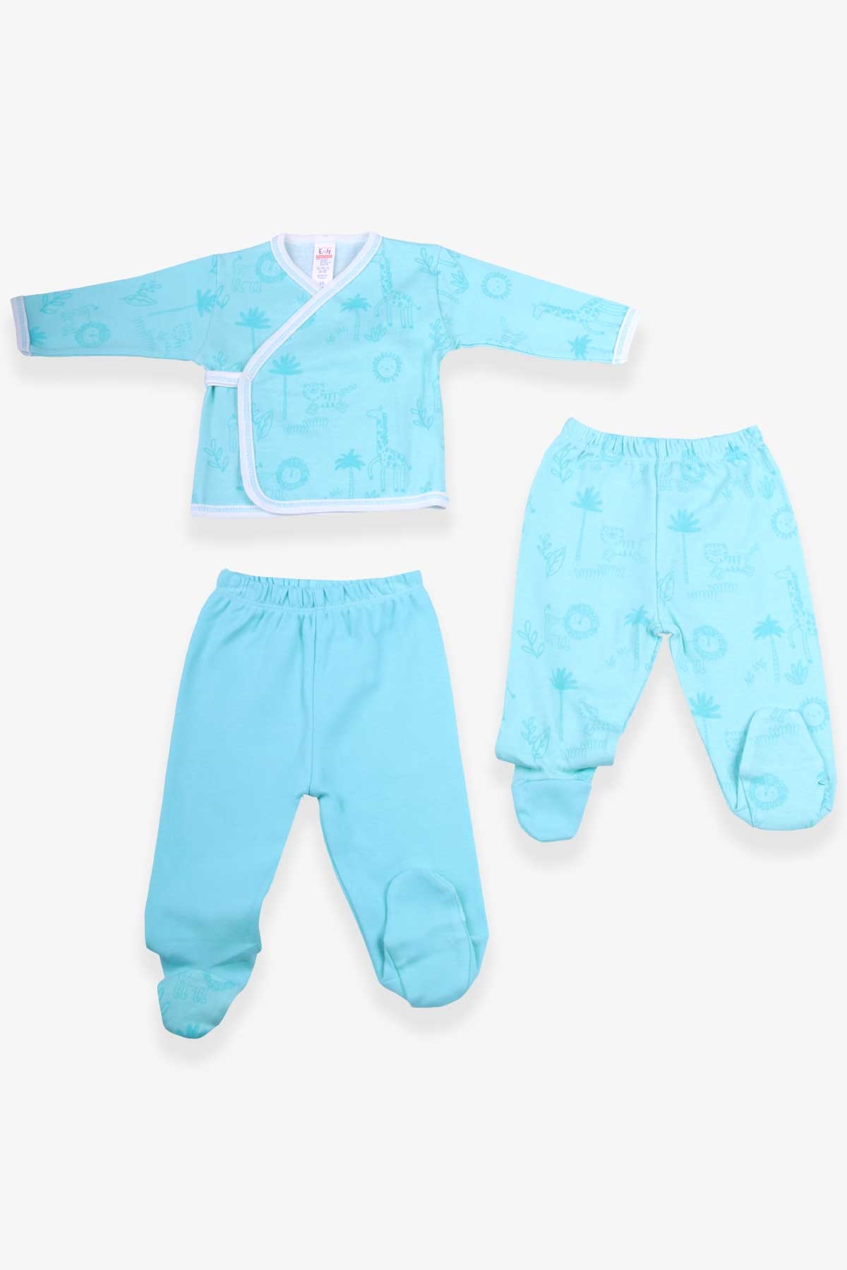 Breeze Erkek Bebek Hastane Çıkışı 3 lü Orman Temalı Su Yeşili (0-3 Ay-4 Ay)