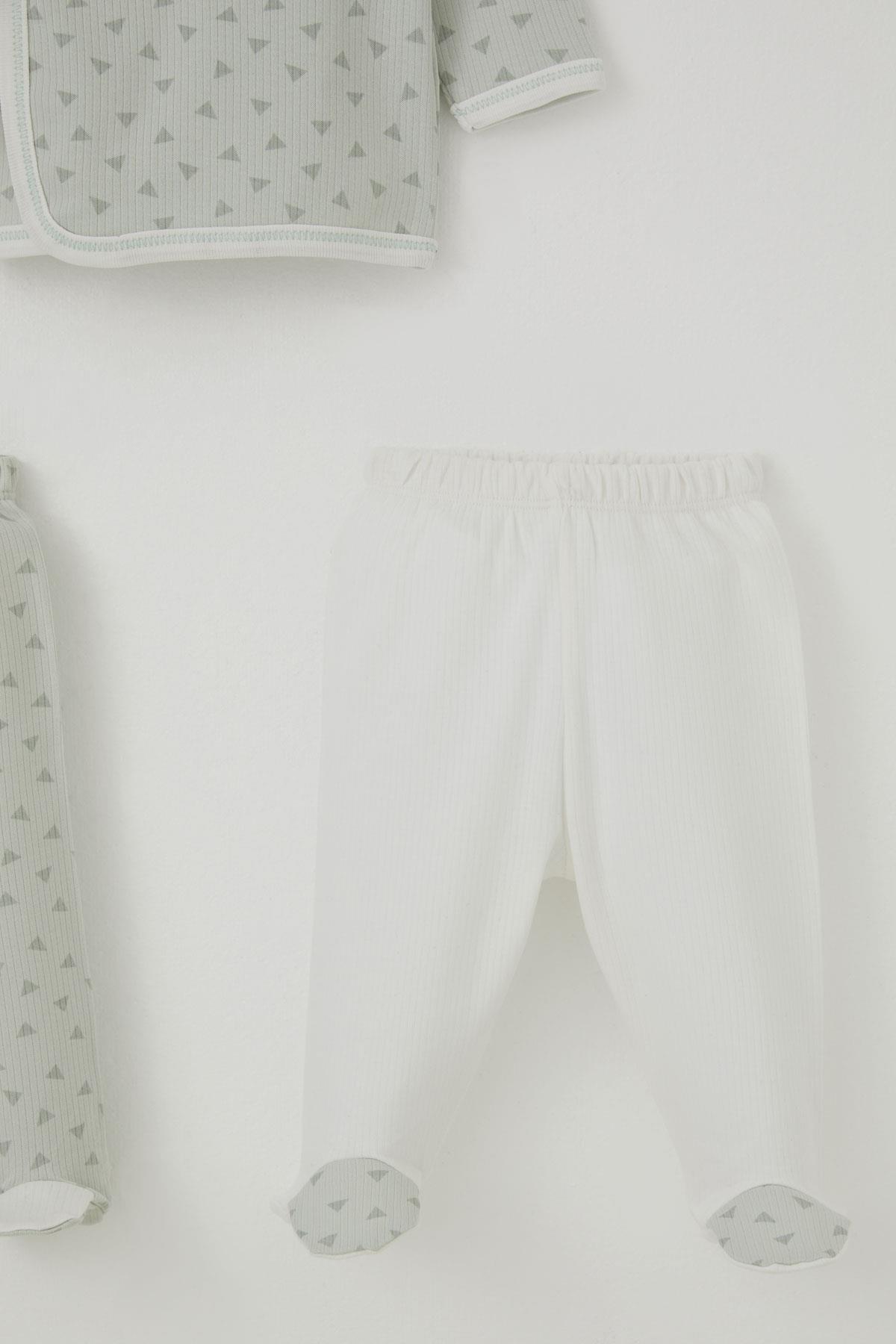 Breeze Erkek Bebek Hastane Çıkışı 3 lü Minik Üçgenler Desenli Su Yeşili (0-4 Ay)