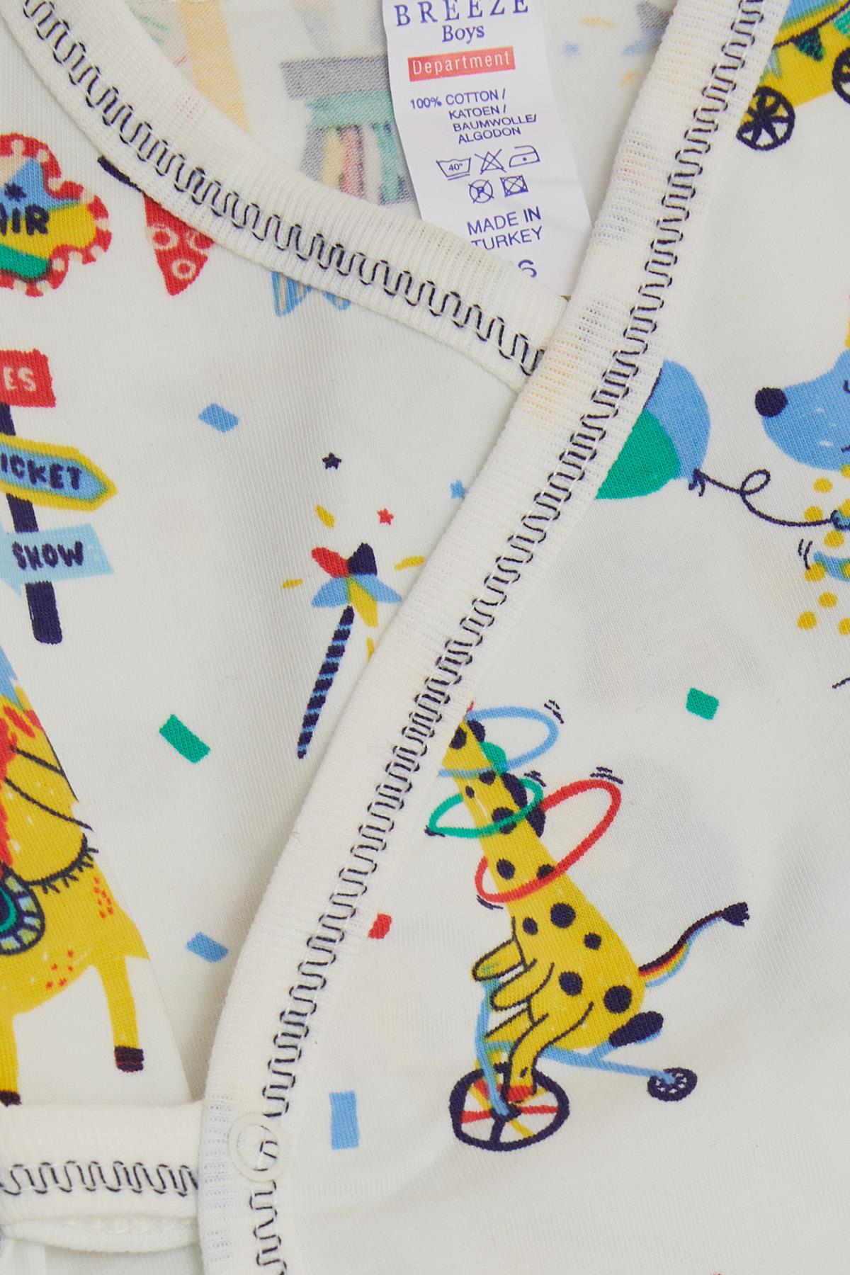 Breeze Erkek Bebek Hastane Çıkışı 5 li Lunapark Temalı Hayvancıklar Desenli Beyaz (0-)