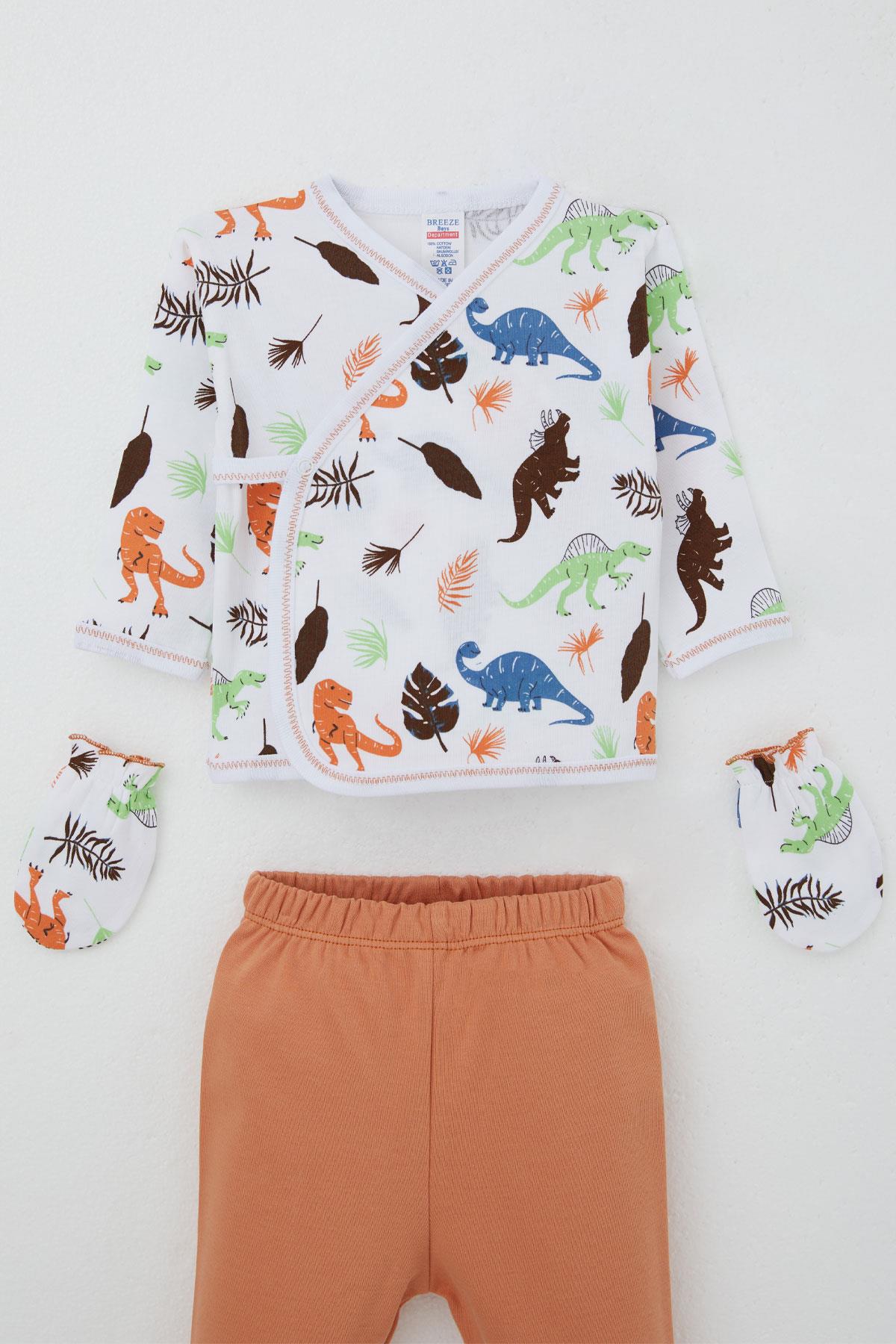 Breeze Erkek Bebek Hastane Çıkışı 5 li Dinozor Krallığı Beyaz (0-3 Ay)