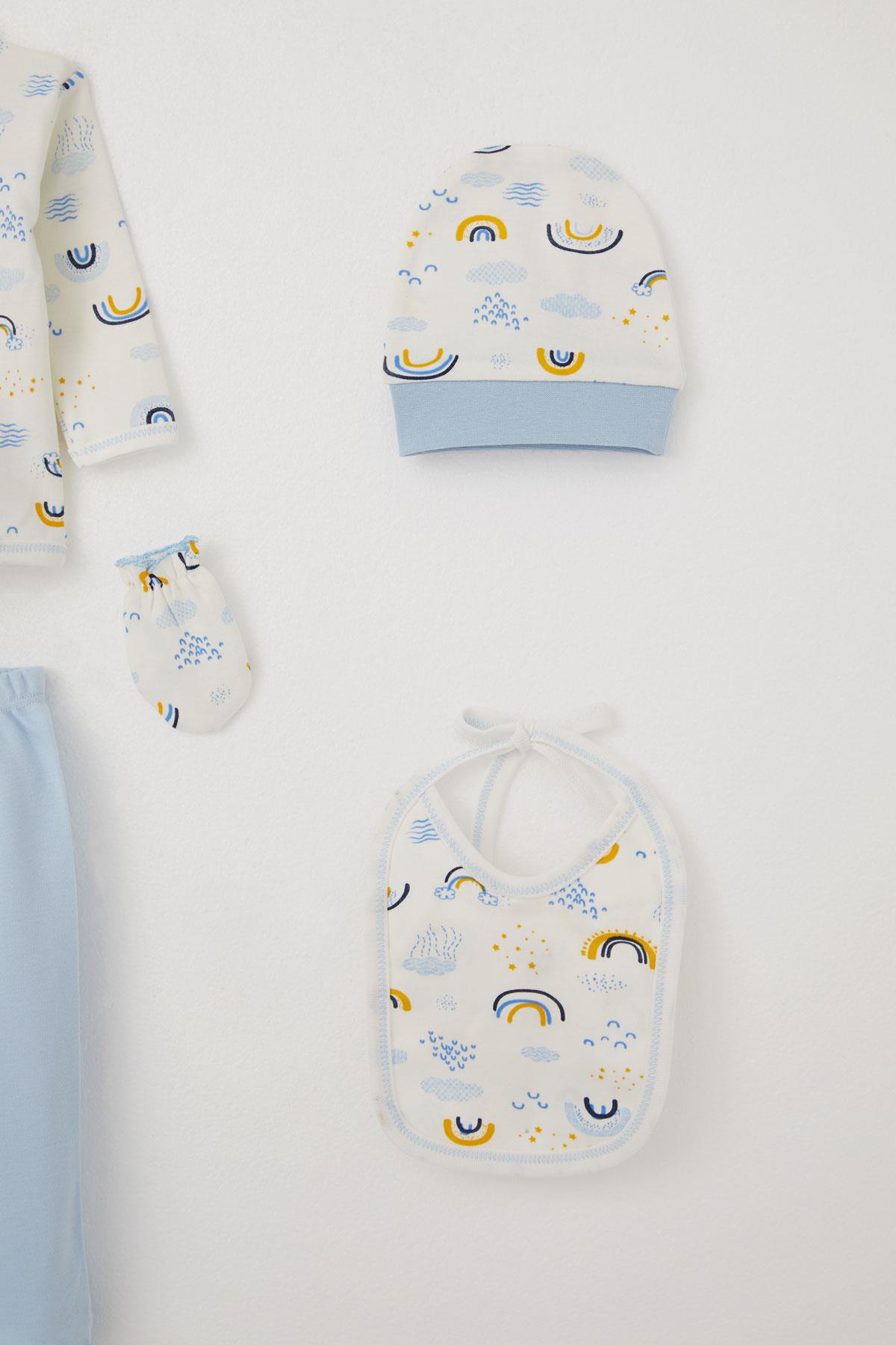 Breeze Erkek Bebek Hastane Çıkışı 5 li Gökkuşağı Işıltısı Beyaz (0-3 Ay)