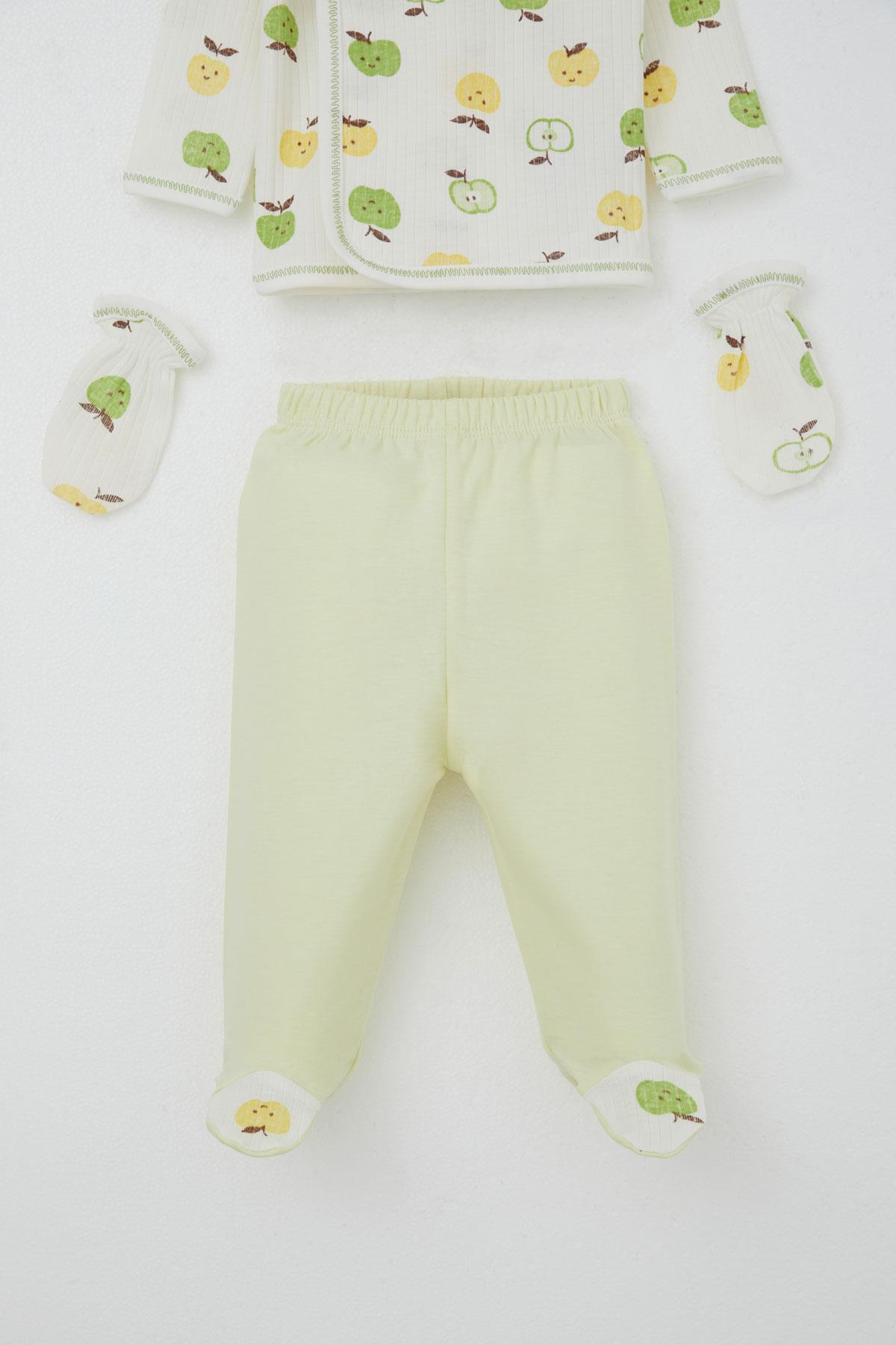 Breeze Erkek Bebek Hastane Çıkışı 5 li Sevimli Minik Elma Desenli Ekru (0-3 Ay)