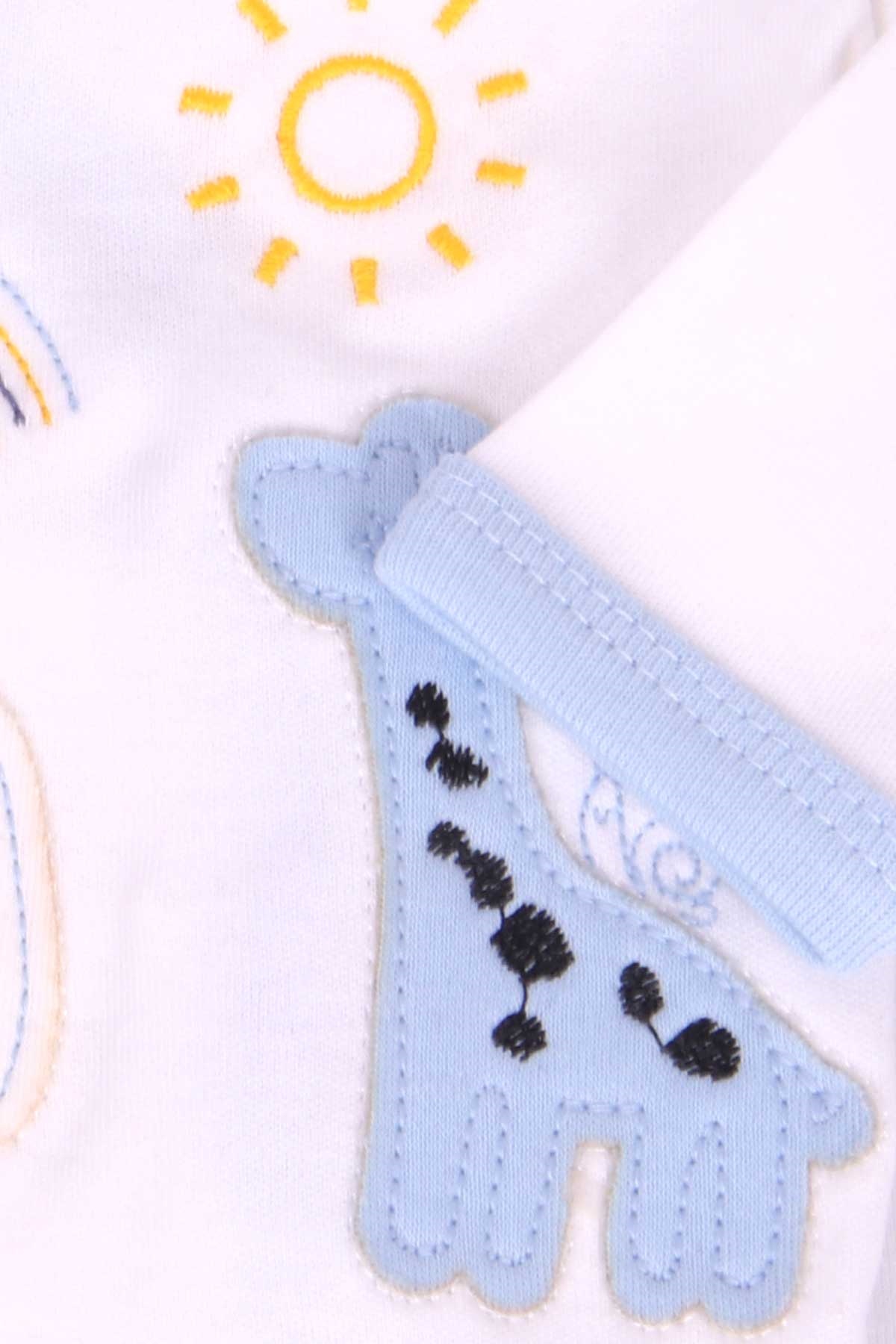 Breeze Erkek Bebek Hastane Çıkışı 5 li Zürafa Nakışlı Bebe Mavisi (0-3 Ay)
