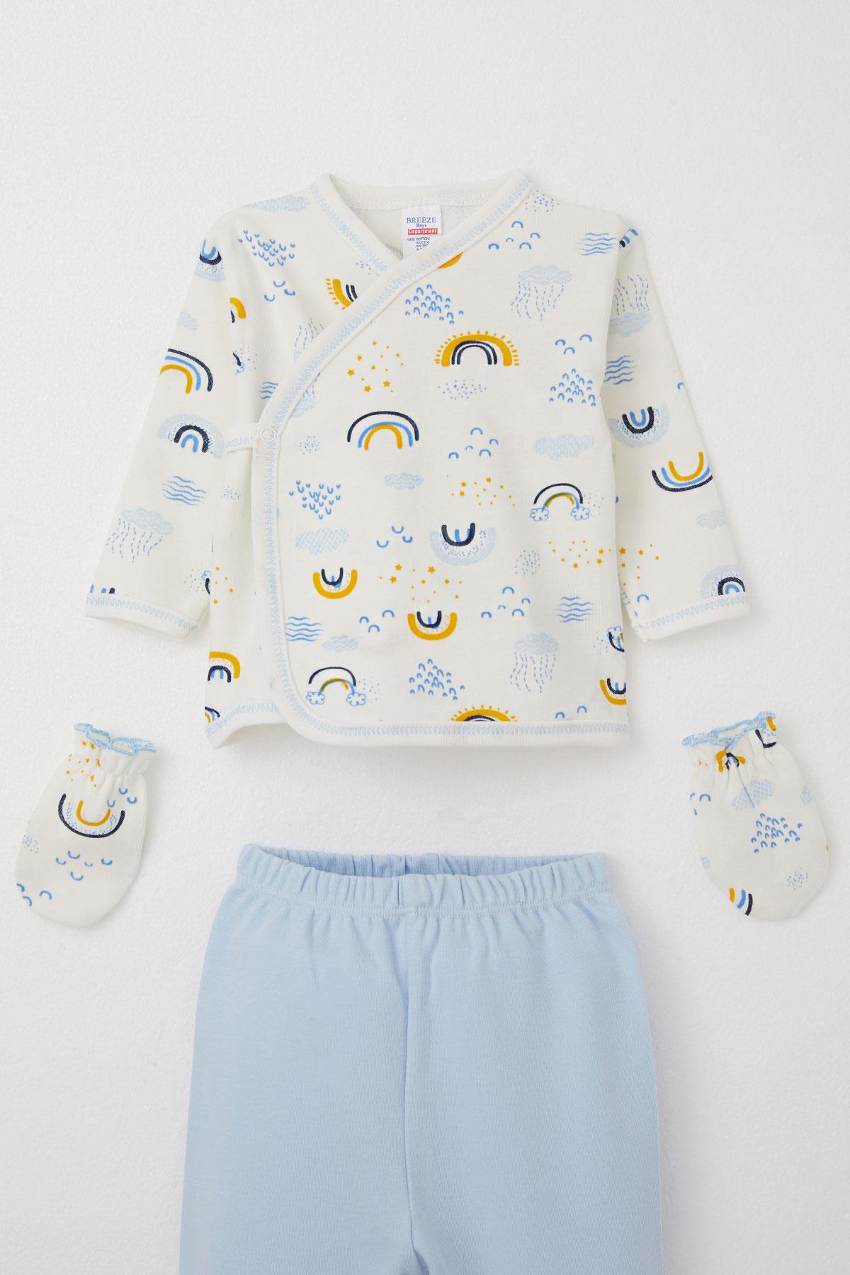 Breeze Erkek Bebek Hastane Çıkışı 5 li Gökkuşağı Işıltısı Beyaz (0-3 Ay)