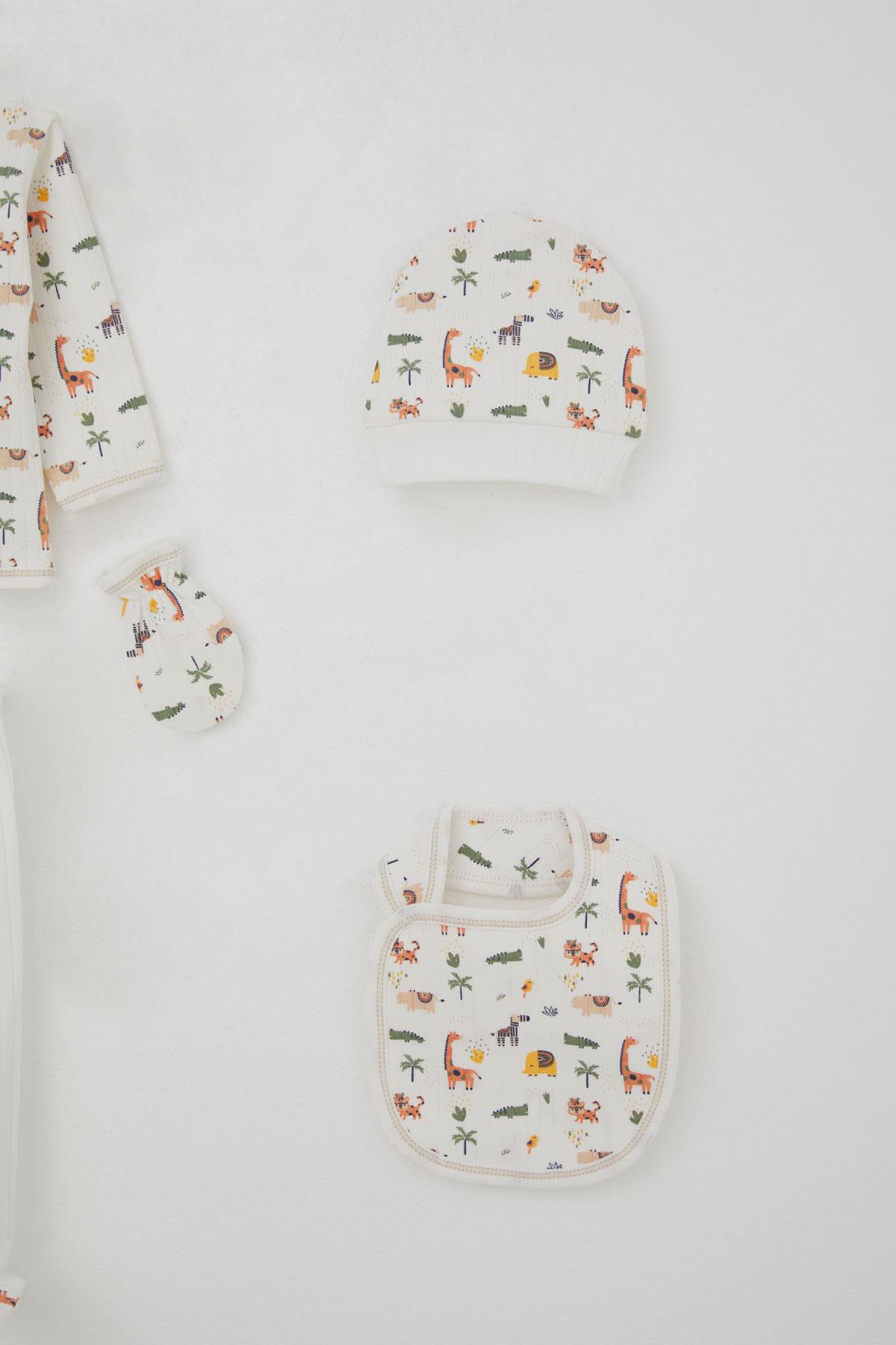 Breeze Erkek Bebek Hastane Çıkışı 5 li Bebek Hayvanat Bahçesi Ekru (0-3 Ay)