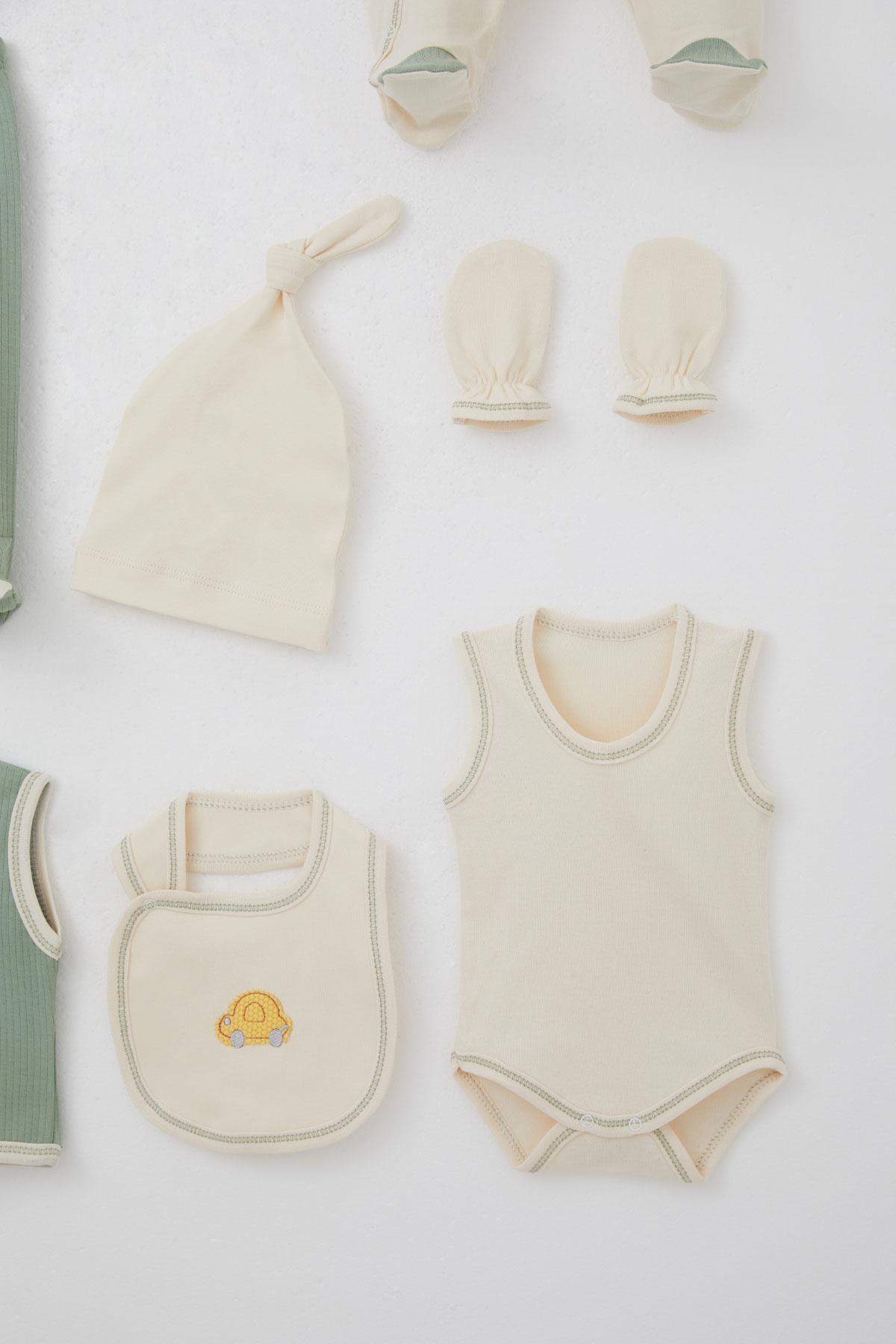Breeze Erkek Bebek Hastane Çıkışı 8 li Patinin Araba Macerası Krem (0-3 Ay)