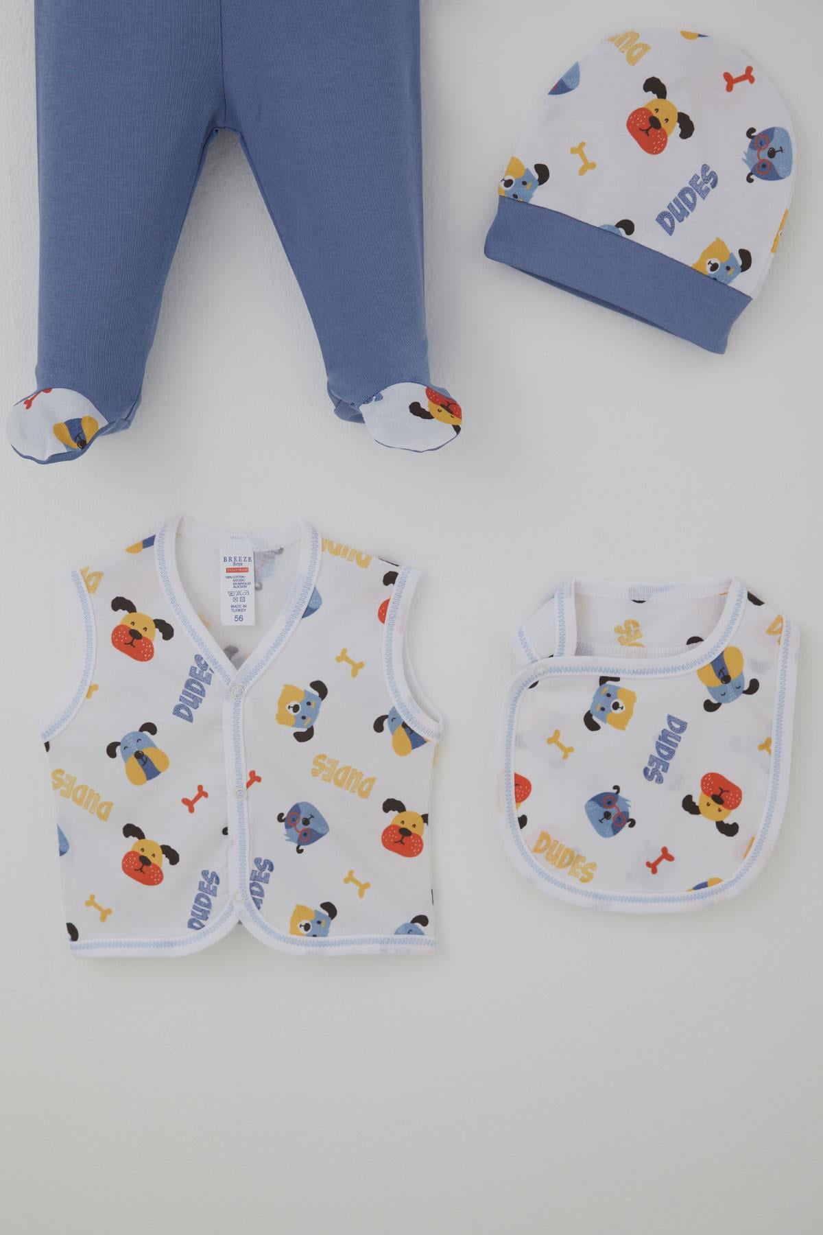Breeze Erkek Bebek Hastane Çıkışı 8 li Ahbap Köpekçikler Desenli Beyaz (0-3 Ay)
