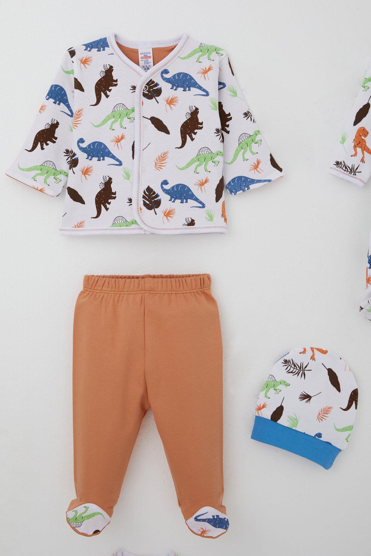 Breeze Erkek Bebek Hastane Çıkışı 8 li Dinozor Krallığı Beyaz (0-3 Ay)