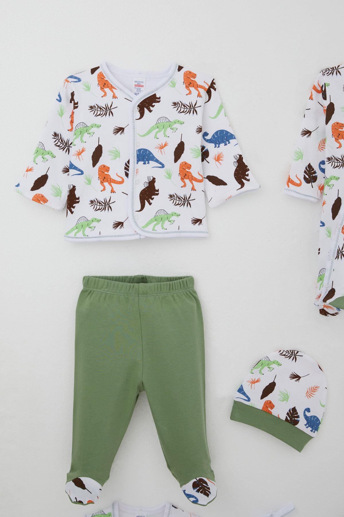 Breeze Erkek Bebek Hastane Çıkışı 8 li Dinozor Krallığı Beyaz (0-3 Ay)