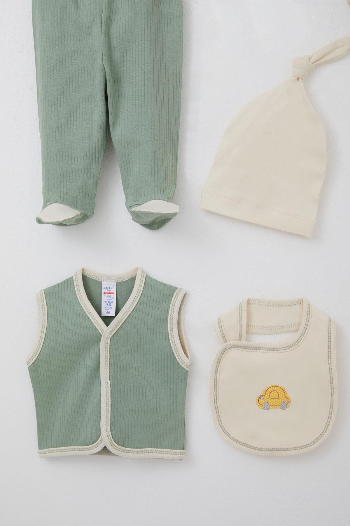 Breeze Erkek Bebek Hastane Çıkışı 8 li Patinin Araba Macerası Krem (0-3 Ay)