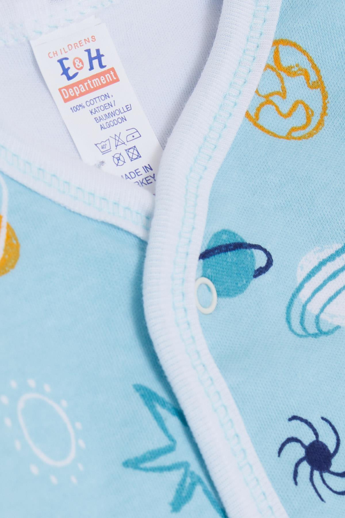 Breeze Erkek Bebek Hastane Çıkışı 8 li Galaksi Temalı Bebe Mavisi (0-3 Ay)