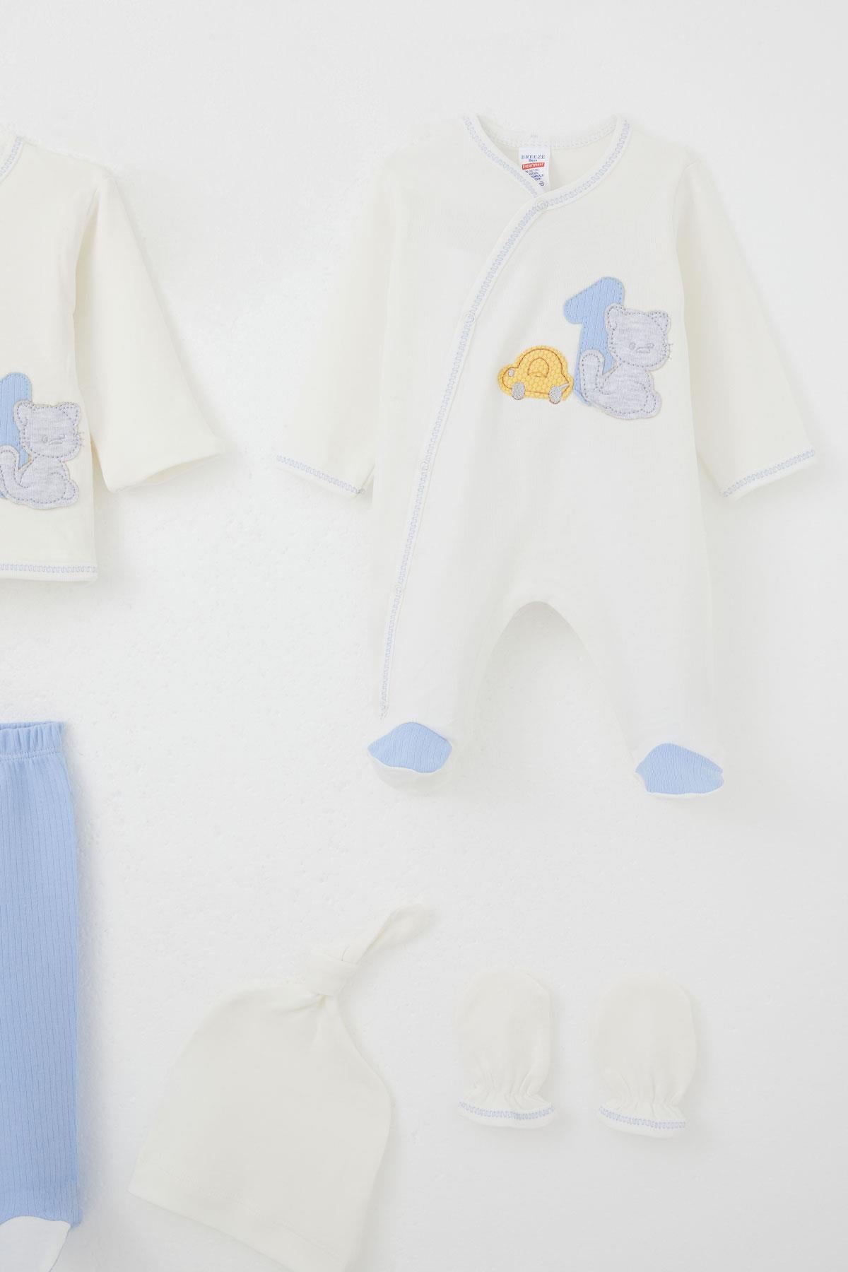 Breeze Erkek Bebek Hastane Çıkışı 8 li Patinin Araba Macerası Beyaz (0-3 Ay)