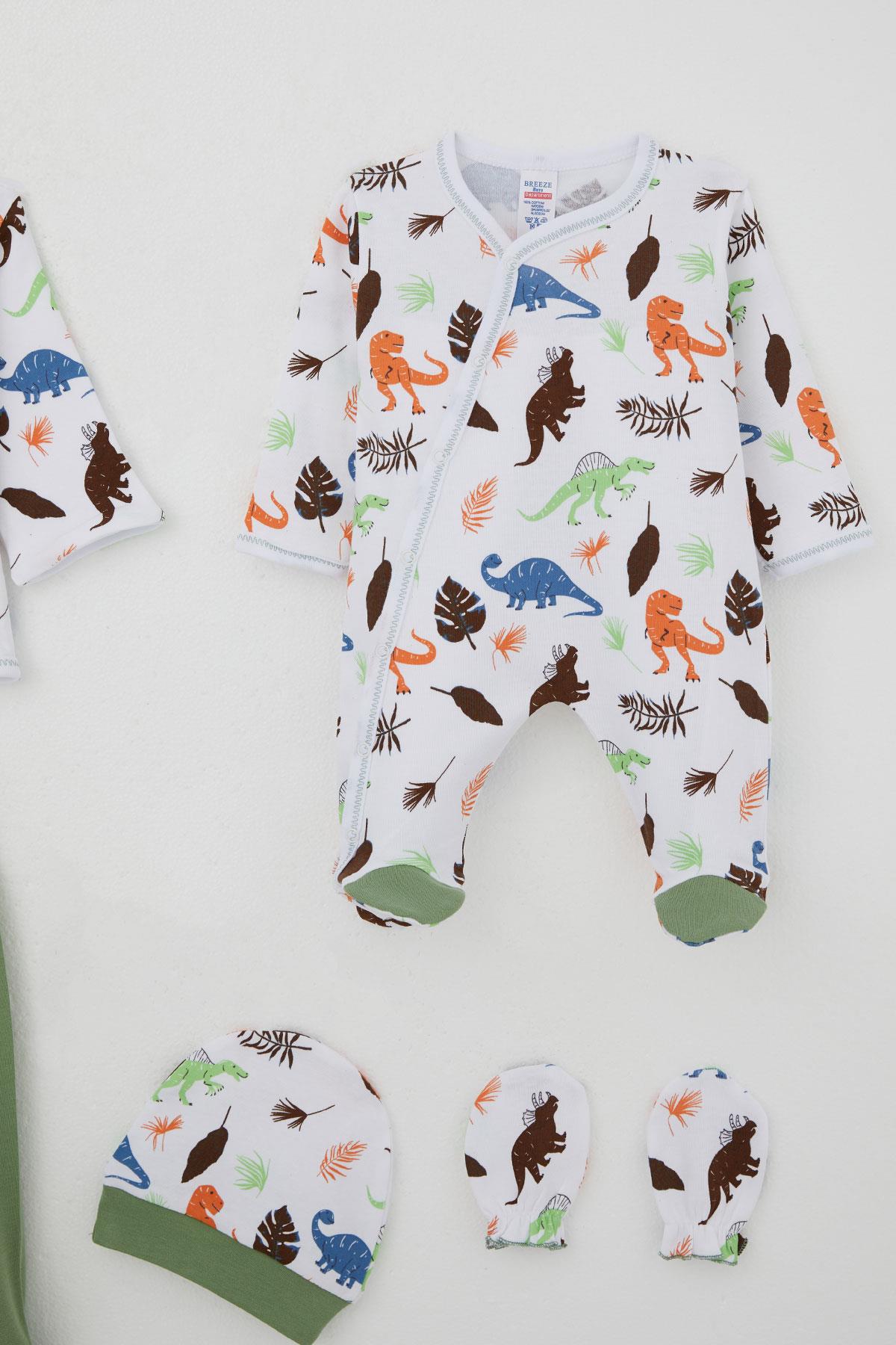 Breeze Erkek Bebek Hastane Çıkışı 8 li Dinozor Krallığı Beyaz (0-3 Ay)