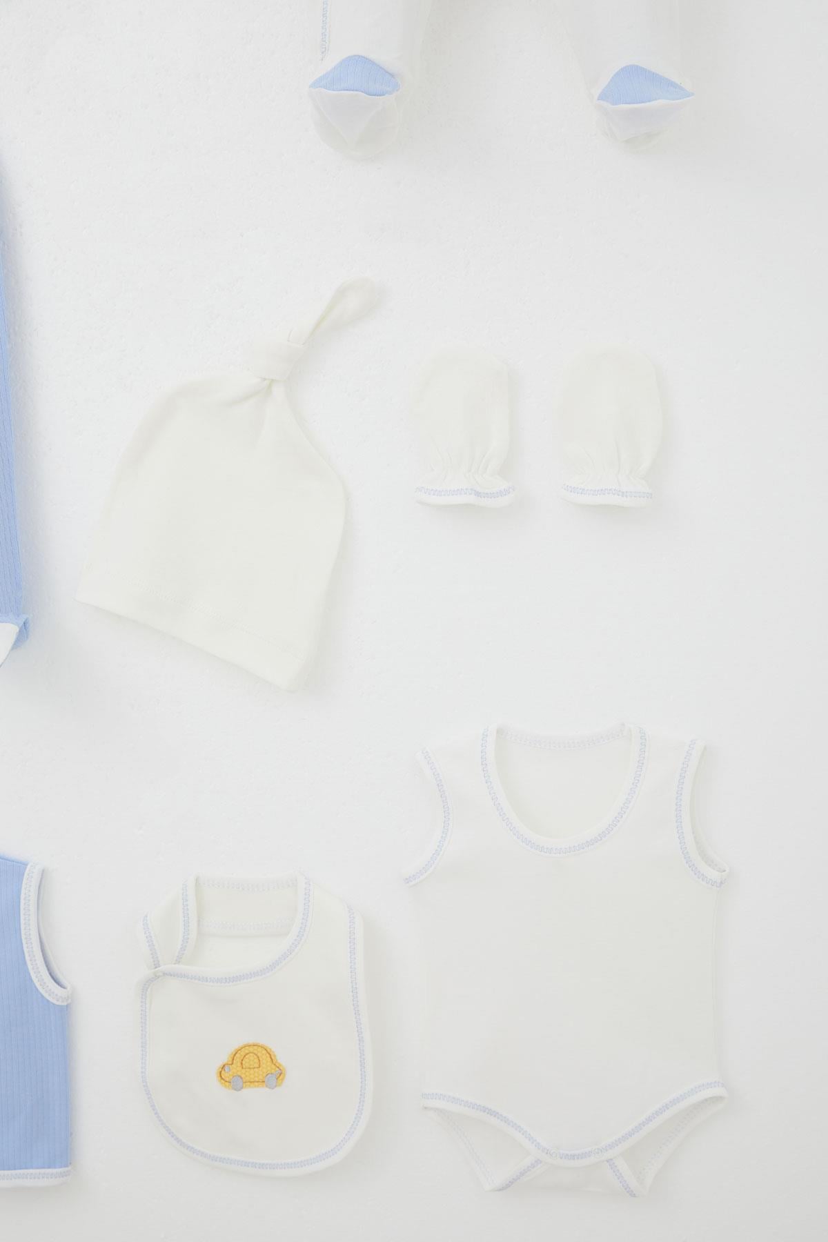 Breeze Erkek Bebek Hastane Çıkışı 8 li Patinin Araba Macerası Beyaz (0-3 Ay)