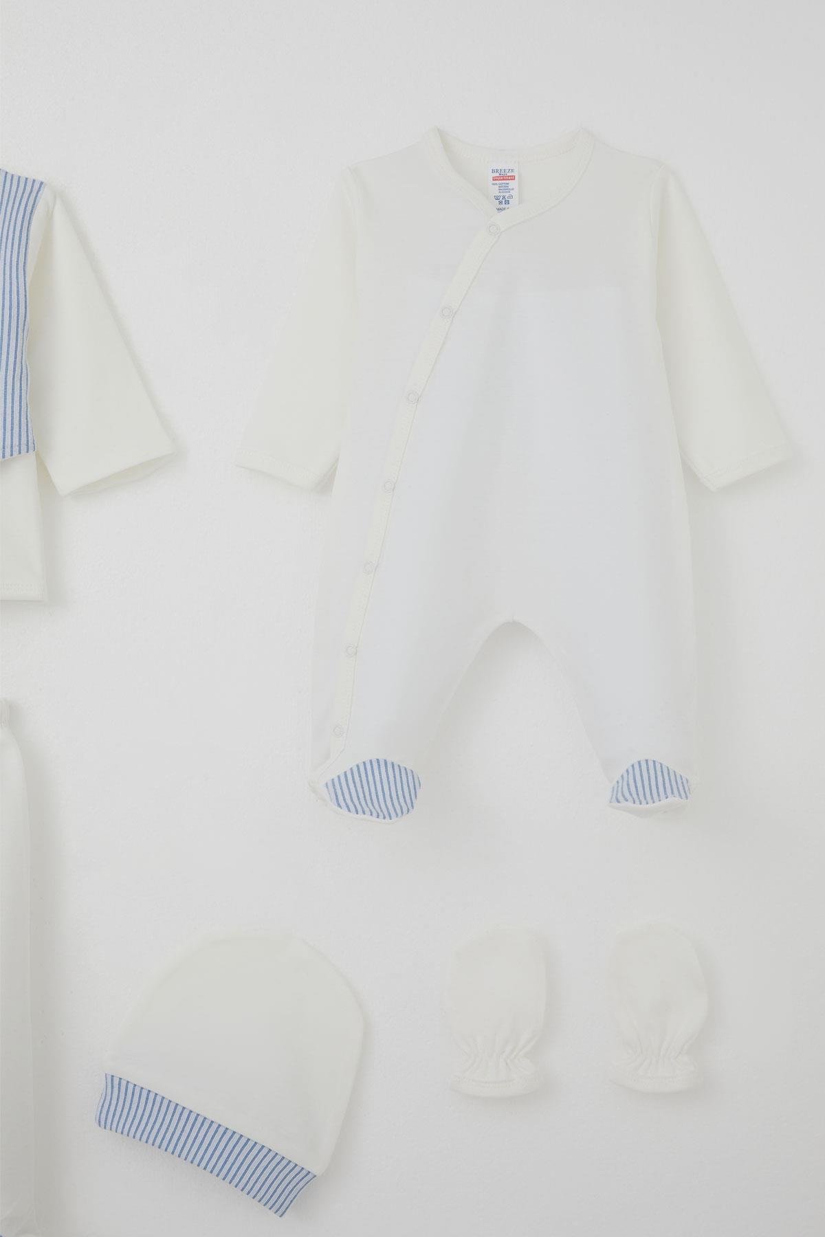 Breeze Erkek Bebek Hastane Çıkışı 8 li Sabit Papyonlu Yelekli Ekru (0-3 Ay)