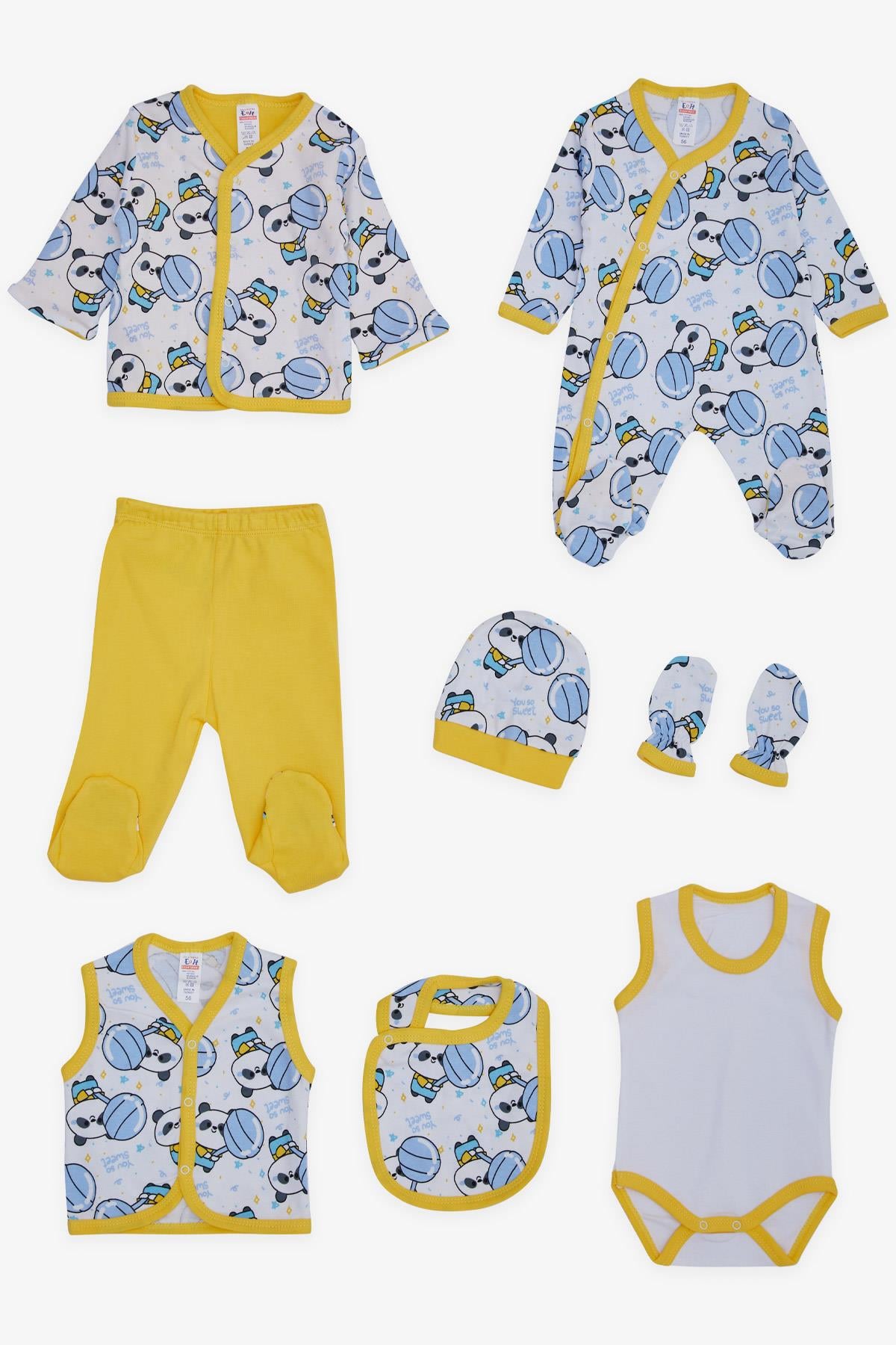 Breeze Erkek Bebek Hastane Çıkışı 8 li Sevimli Şekerci Panda Beyaz (0-3 Ay)