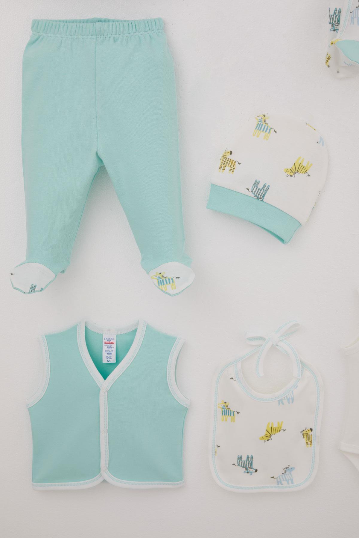 Breeze Erkek Bebek Hastane Çıkışı 8 li Sevimli Yavru Zebra Desenli Ekru (0-3 Ay)