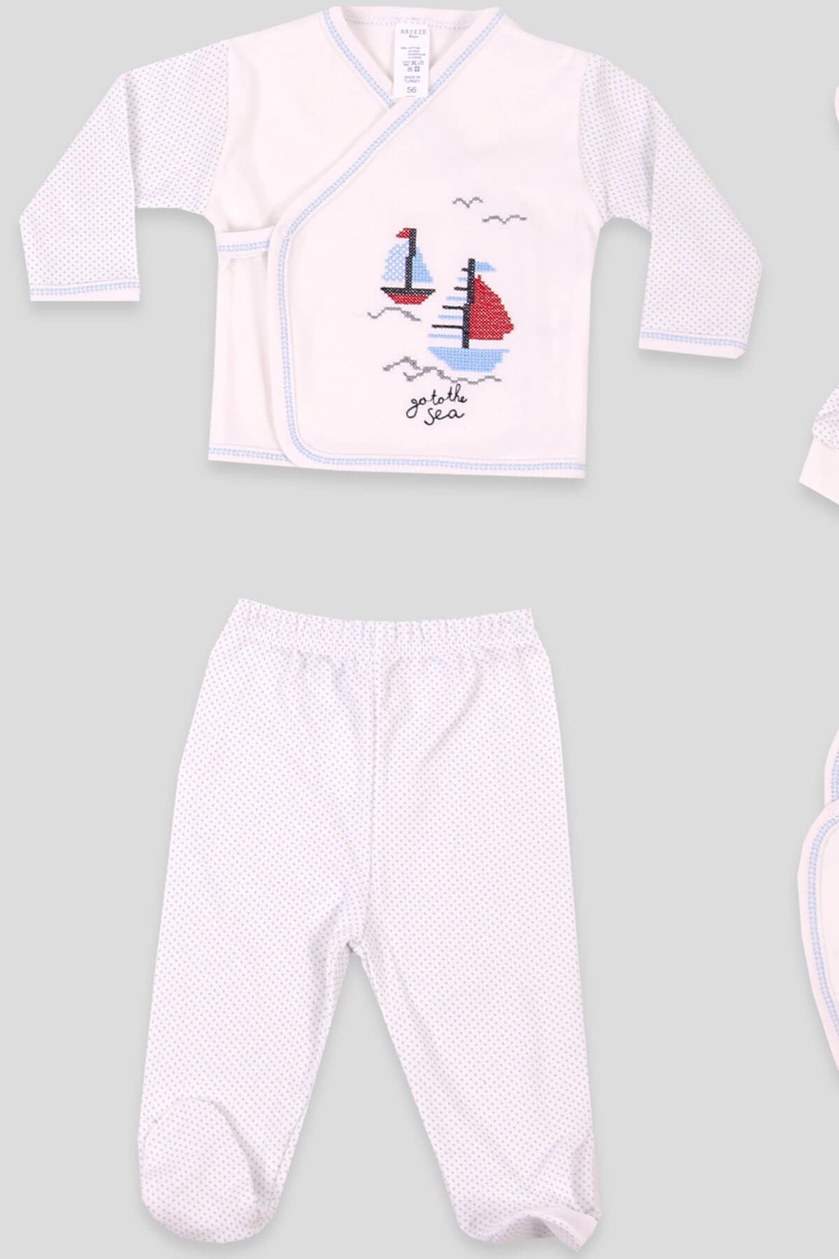 Breeze Erkek Bebek Hastane Çıkışı Kaniviçe Gemi Nakışlı 5 li (0-3 Ay)