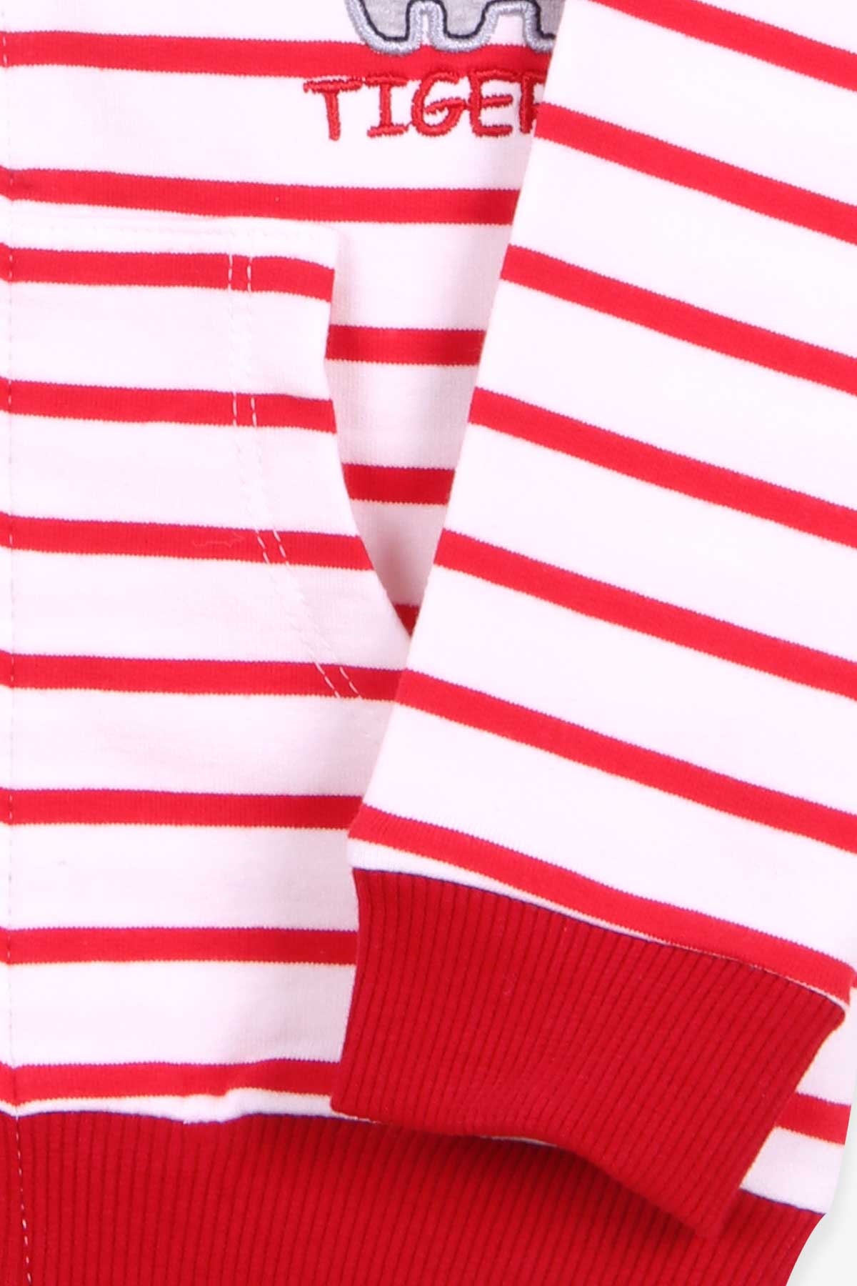 Breeze Erkek Bebek Hırka Çizgili Aslan Nakışlı Beyaz (9 Ay-3 Yaş)