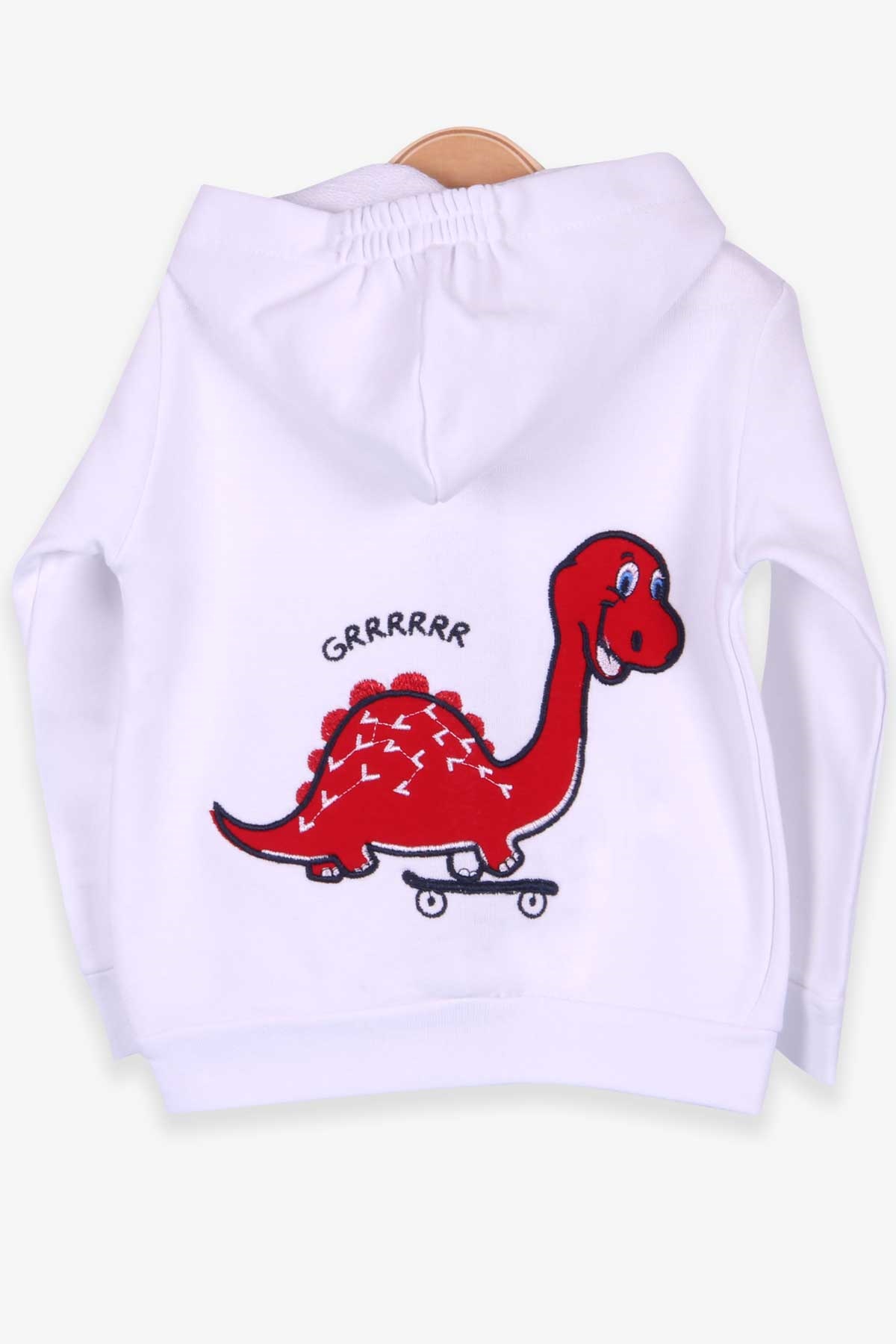 Breeze Erkek Bebek Hırka Dinozorlu Beyaz (9 Ay-3 Yaş)