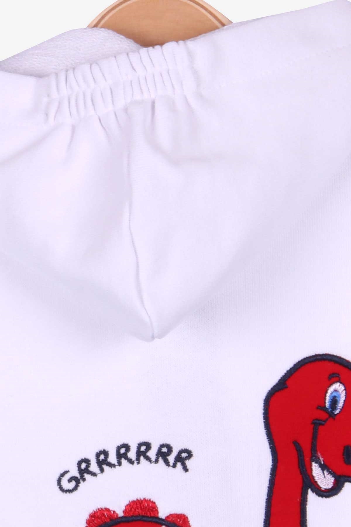 Breeze Erkek Bebek Hırka Dinozorlu Beyaz (9 Ay-3 Yaş)