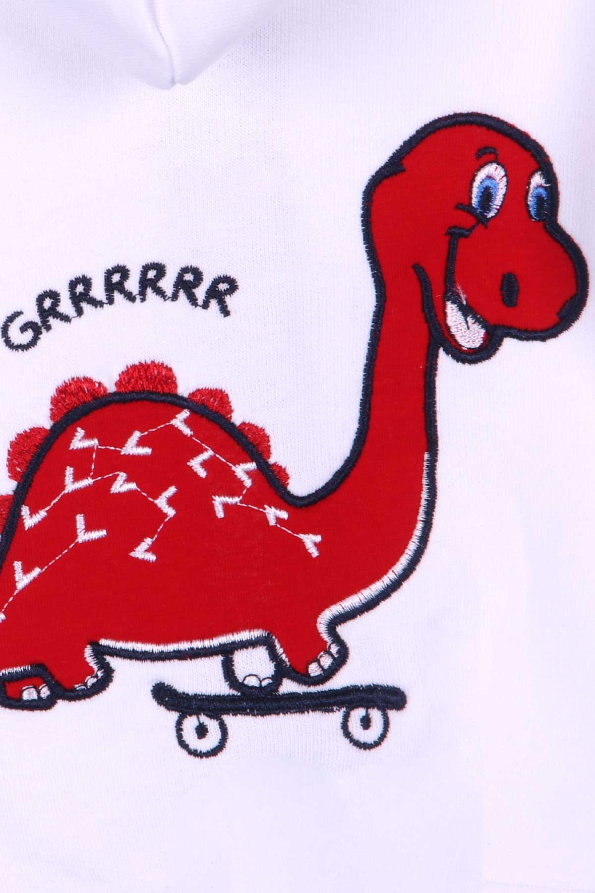 Breeze Erkek Bebek Hırka Dinozorlu Beyaz (9 Ay-3 Yaş)