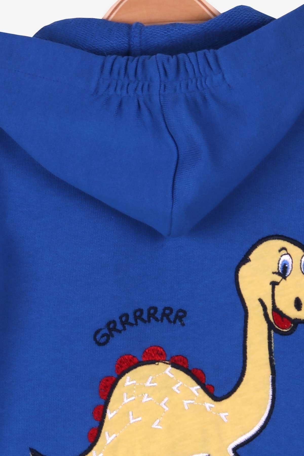 Breeze Erkek Bebek Hırka Dinozorlu Saks Mavisi (9 Ay-3 Yaş)