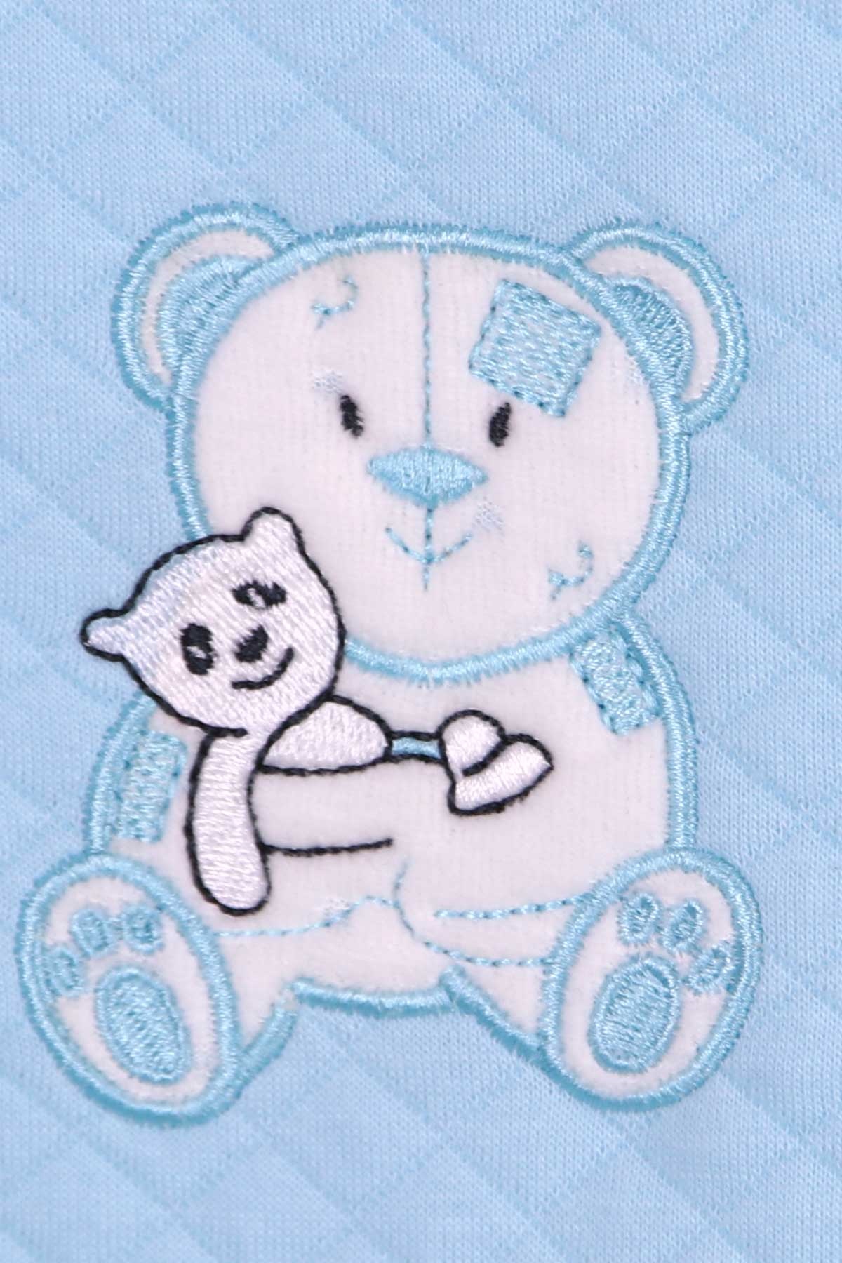 Breeze Erkek Bebek Jile Tulum Tişörtlü Ayıcıklı Bebe Mavisi (4 Ay-6 Ay)