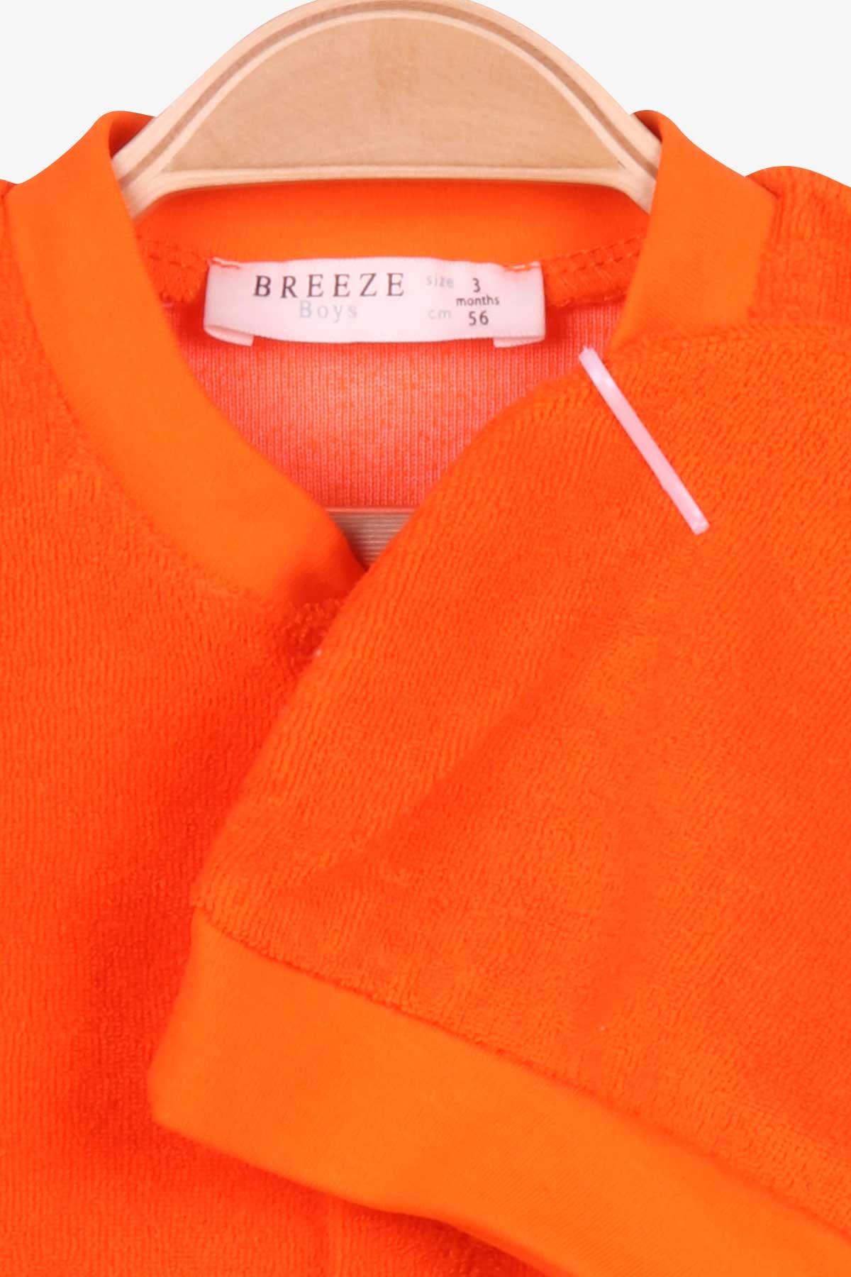 Breeze Erkek Bebek Kadife Tulum Aslan Nakışlı Şapkalı Set Turuncu (0-3 Ay-6 Ay)
