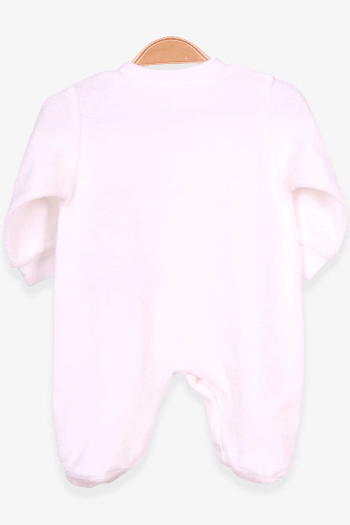 Breeze Erkek Bebek Kadife Tulum Aslan Nakışlı Şapkalı Set Ekru (0-3 Ay-6 Ay)