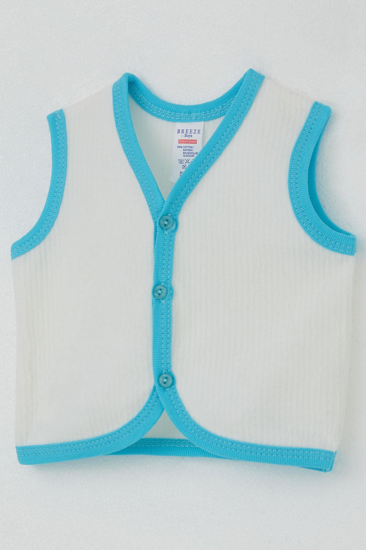 Breeze Erkek Bebek Kadife Yelek Düğmeli Beyaz (0-9 Ay)