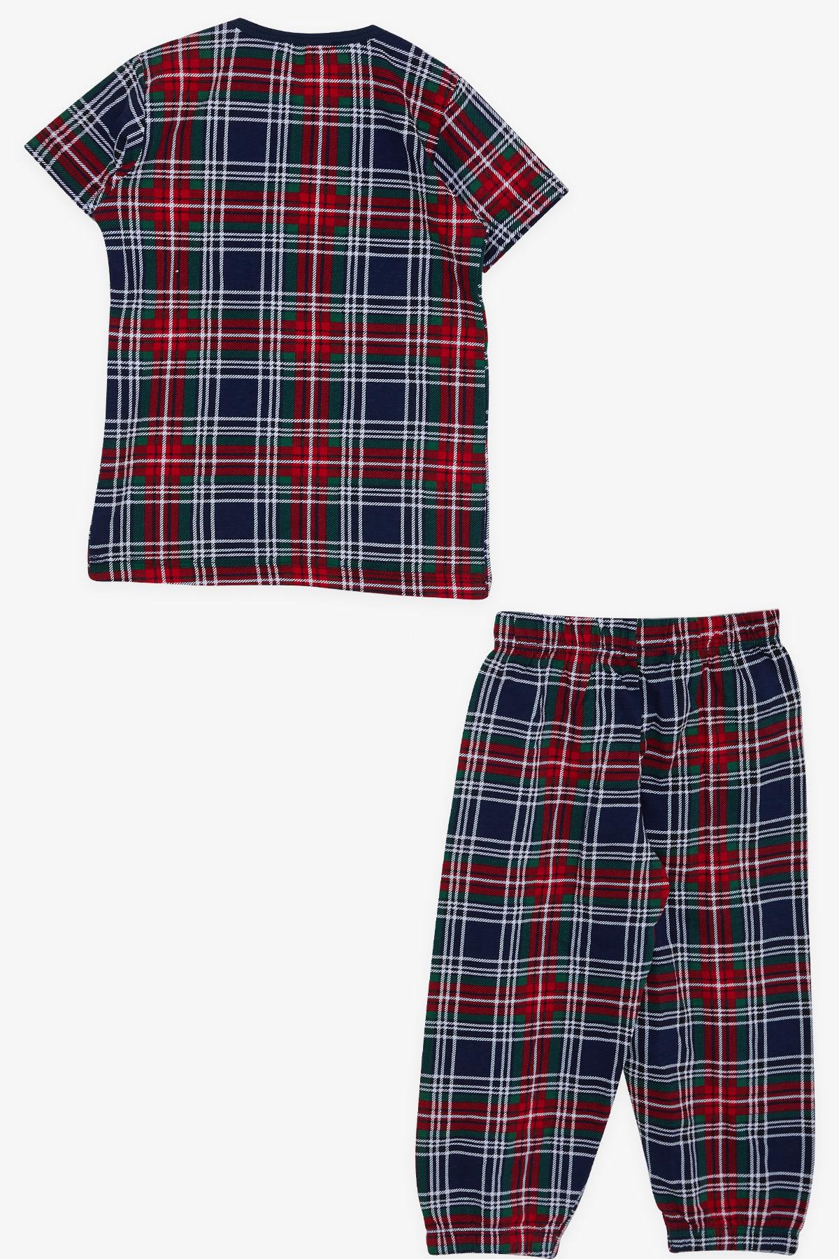 Breeze Erkek Bebek Kısa Kollu Pijama Takımı Ekose Desenli Karışık Renk (9 Ay-3 Yaş)