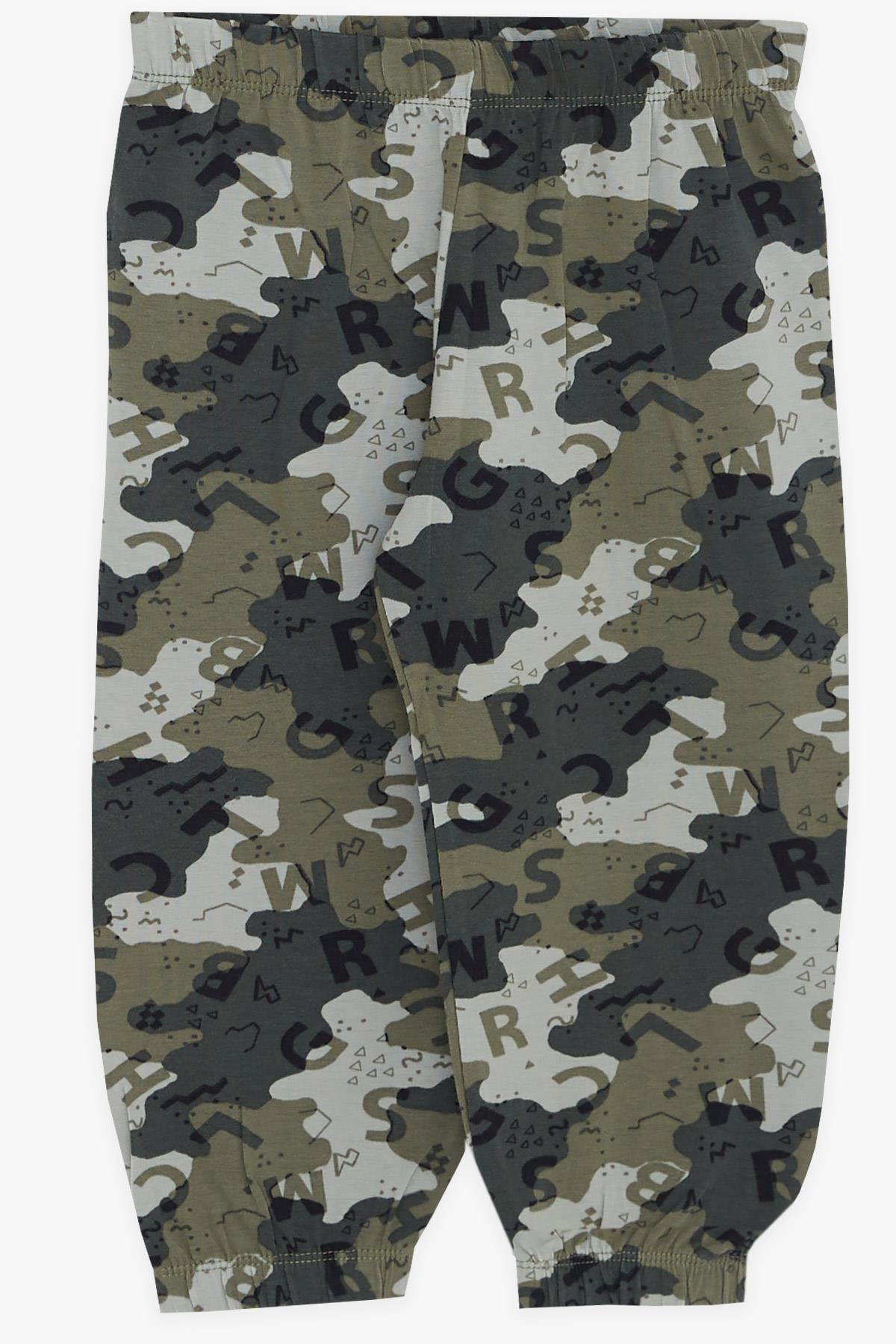 Breeze Erkek Bebek Kısa Kollu Pijama Takımı Kamuflaj Desenli Haki Yeşil (9 Ay-2 Yaş)