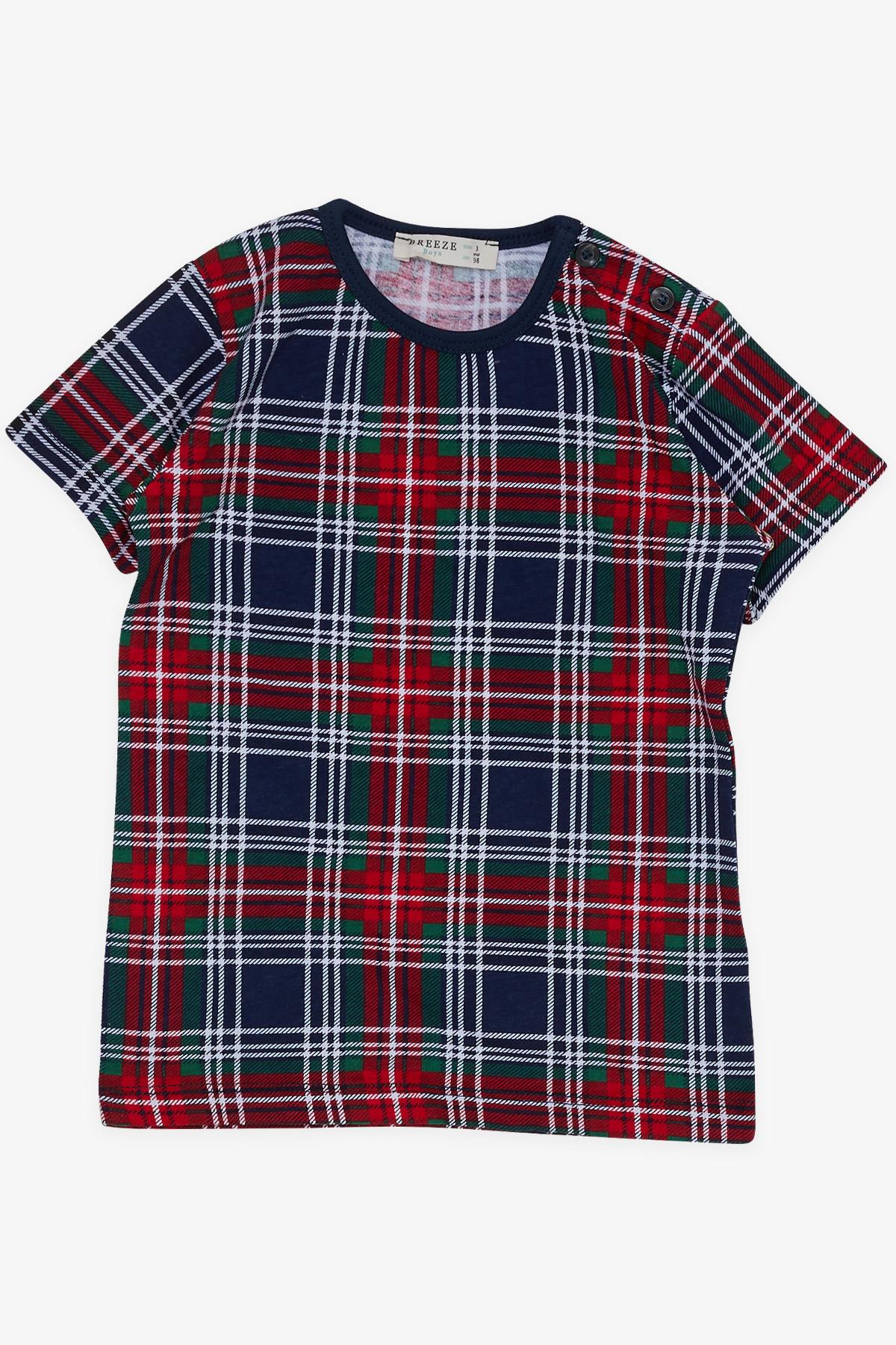 Breeze Erkek Bebek Kısa Kollu Pijama Takımı Ekose Desenli Karışık Renk (9 Ay-3 Yaş)