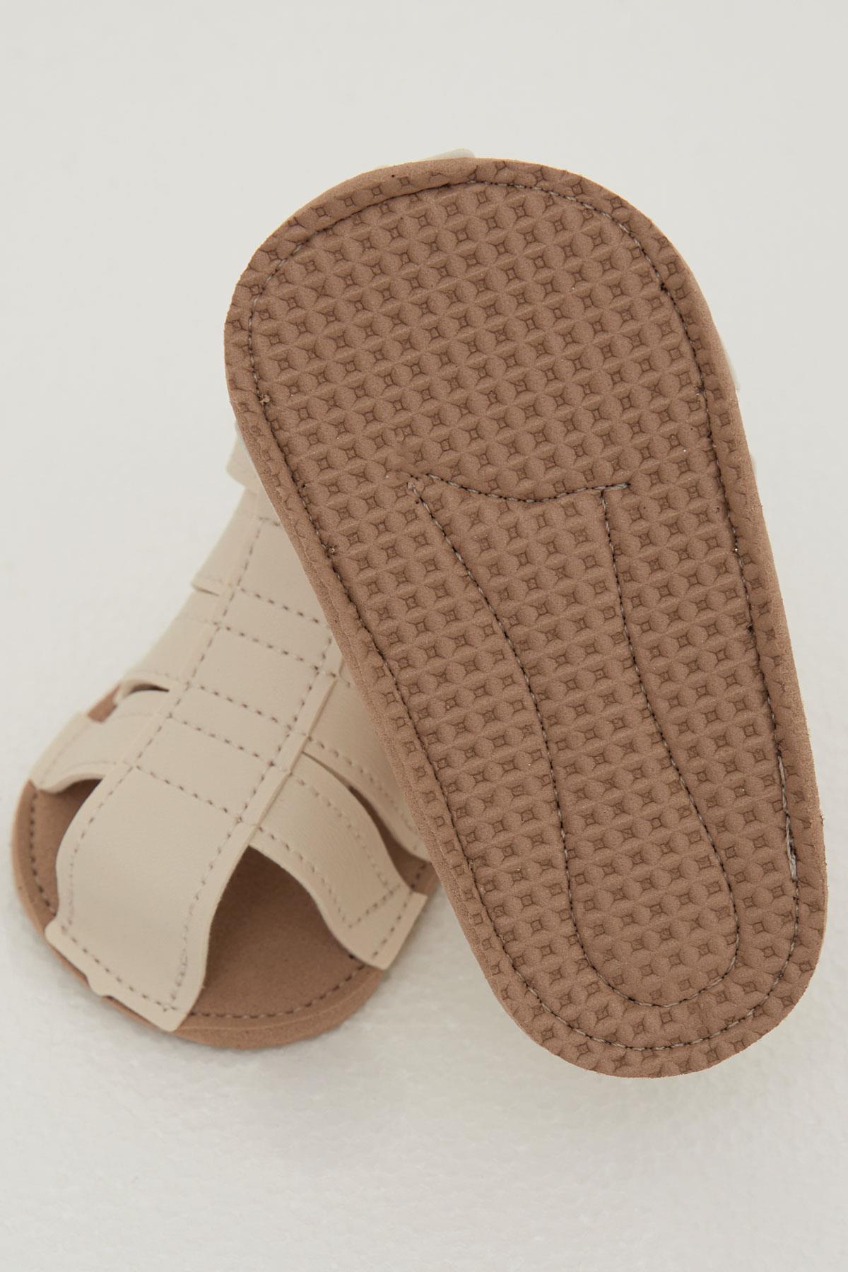 Breeze Erkek Bebek Nubuk Sandalet Cırtlı Krem (18 Numara-19 Numara)