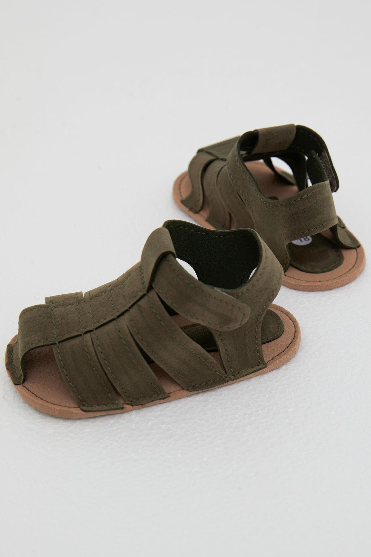 Breeze Erkek Bebek Nubuk Sandalet Cırtlı Koyu Haki Yeşil (18 Numara-19 Numara)