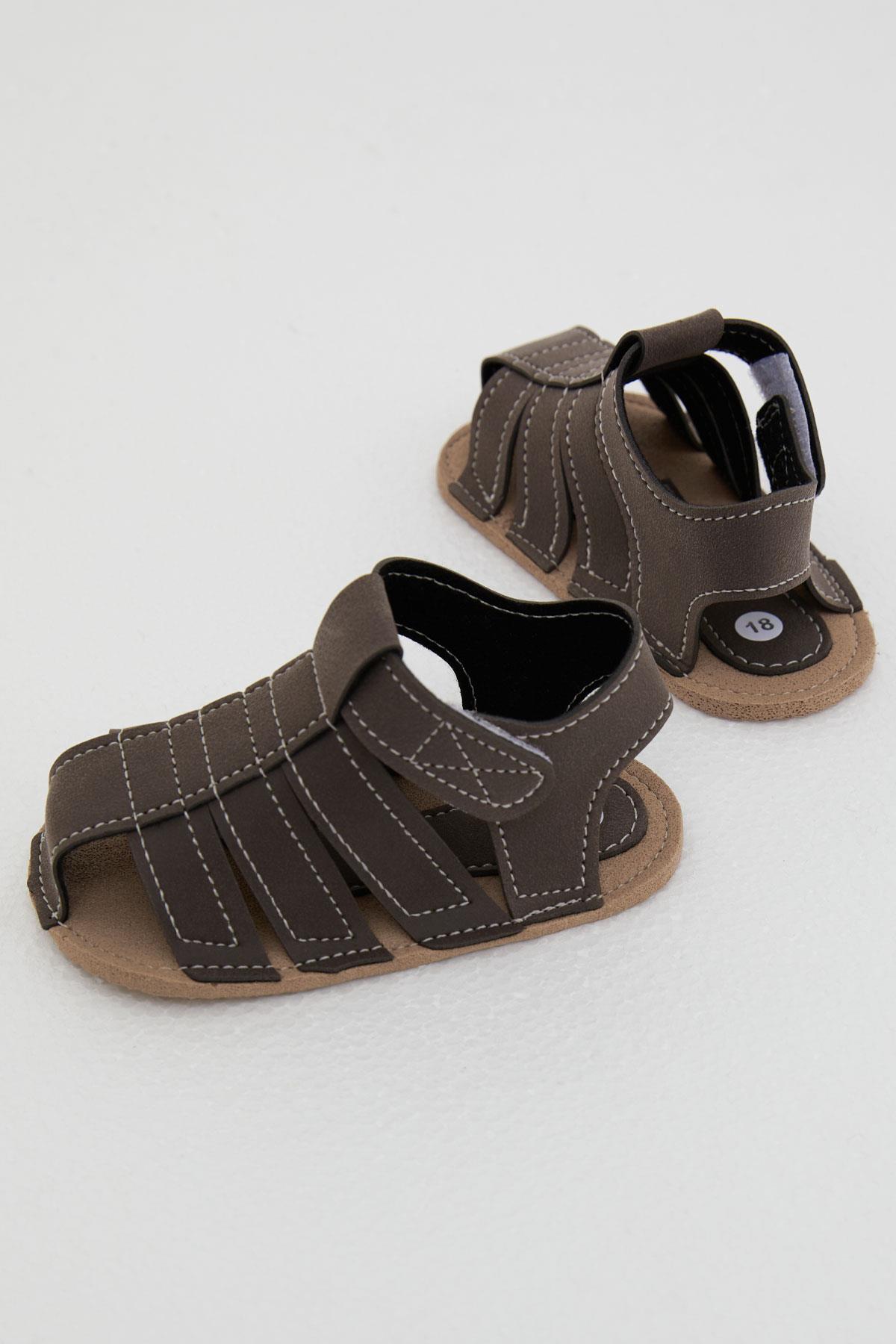 Breeze Erkek Bebek Nubuk Sandalet Cırtlı Kahverengi (18 Numara-19 Numara)