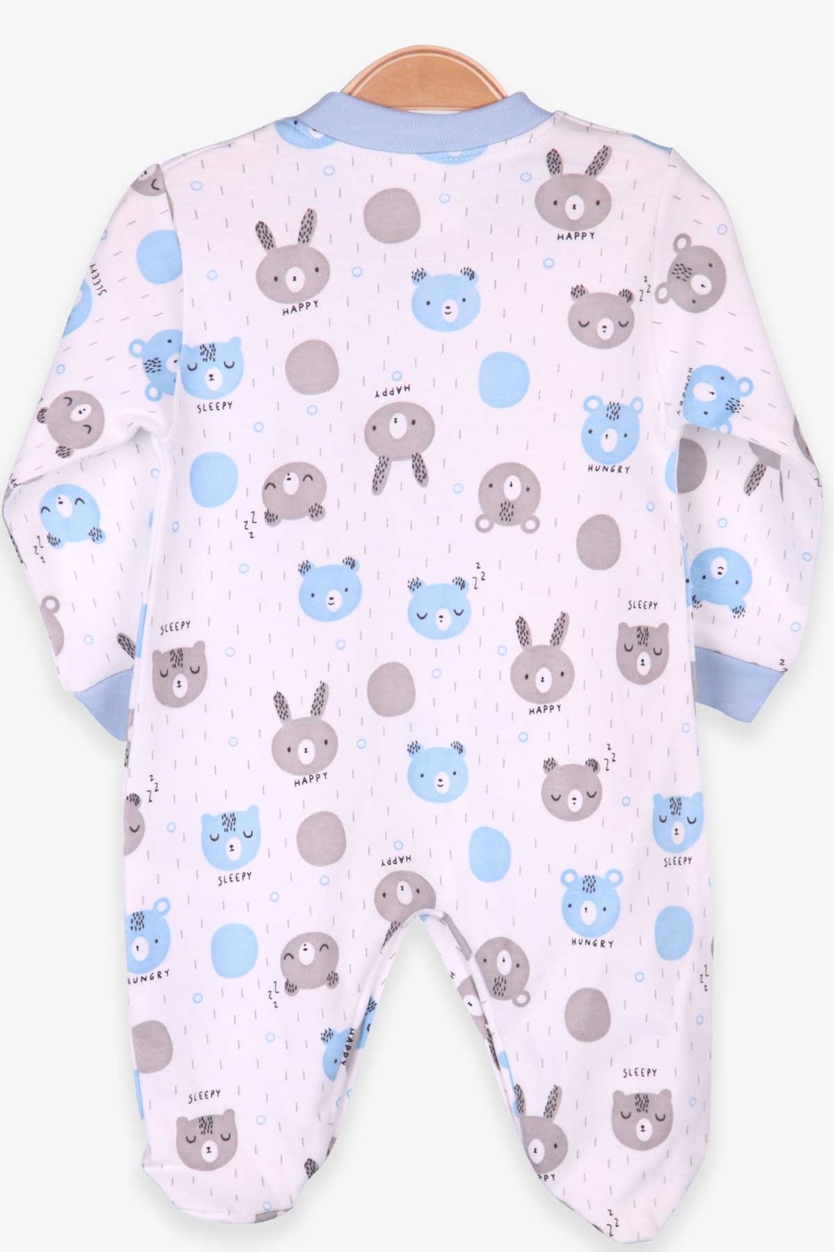 Breeze Erkek Bebek Patikli Tulum Ayıcıklı Şapkalı Set Mavi (0-3 Ay-4 Ay)