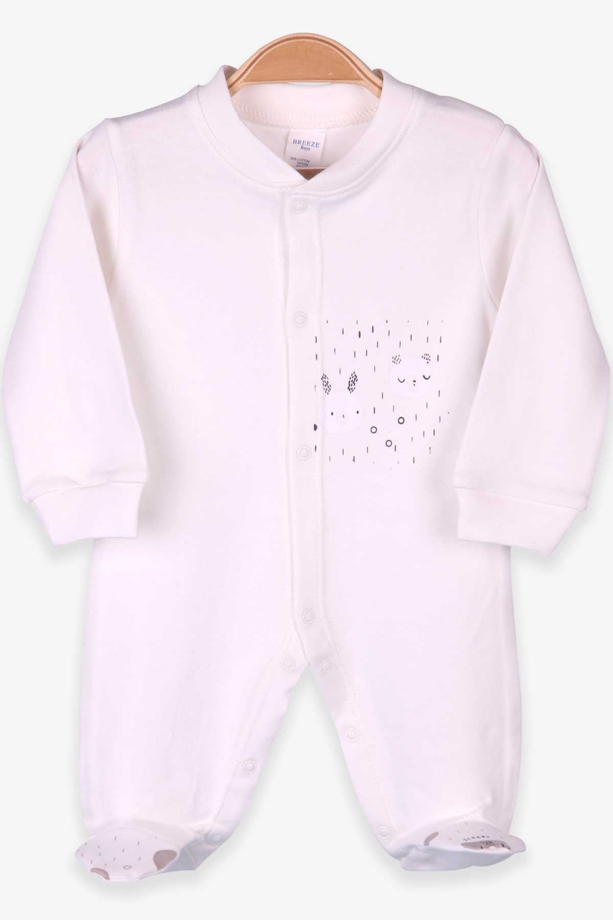 Breeze Erkek Bebek Patikli Tulum Ayıcıklı Şapkalı Set Ekru (0-3 Ay-4 Ay)