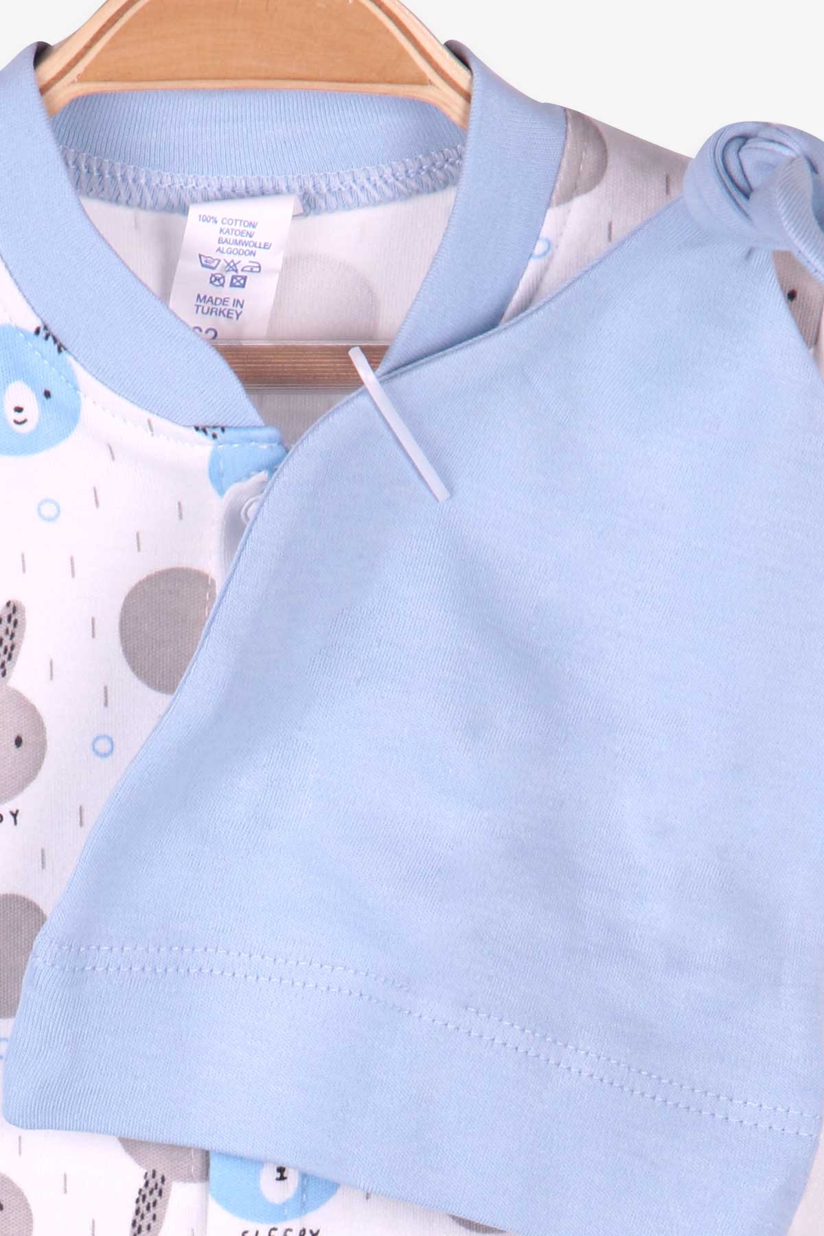 Breeze Erkek Bebek Patikli Tulum Ayıcıklı Şapkalı Set Mavi (0-3 Ay-4 Ay)