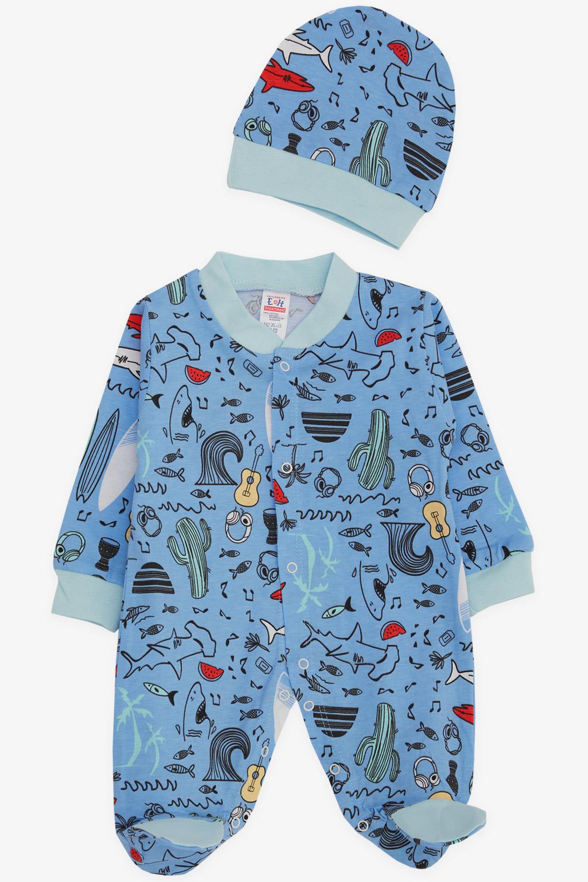 Breeze Erkek Bebek Patikli Tulum Deniz Temalı Mavi (0-3 Ay-6 Ay)