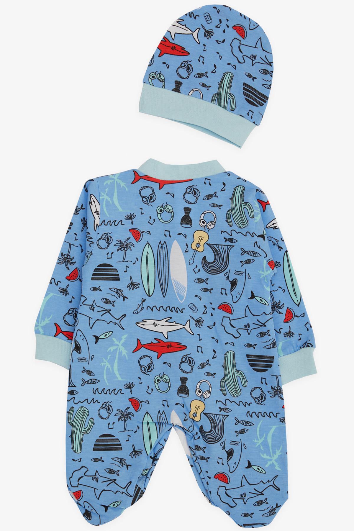 Breeze Erkek Bebek Patikli Tulum Deniz Temalı Mavi (0-3 Ay-6 Ay)
