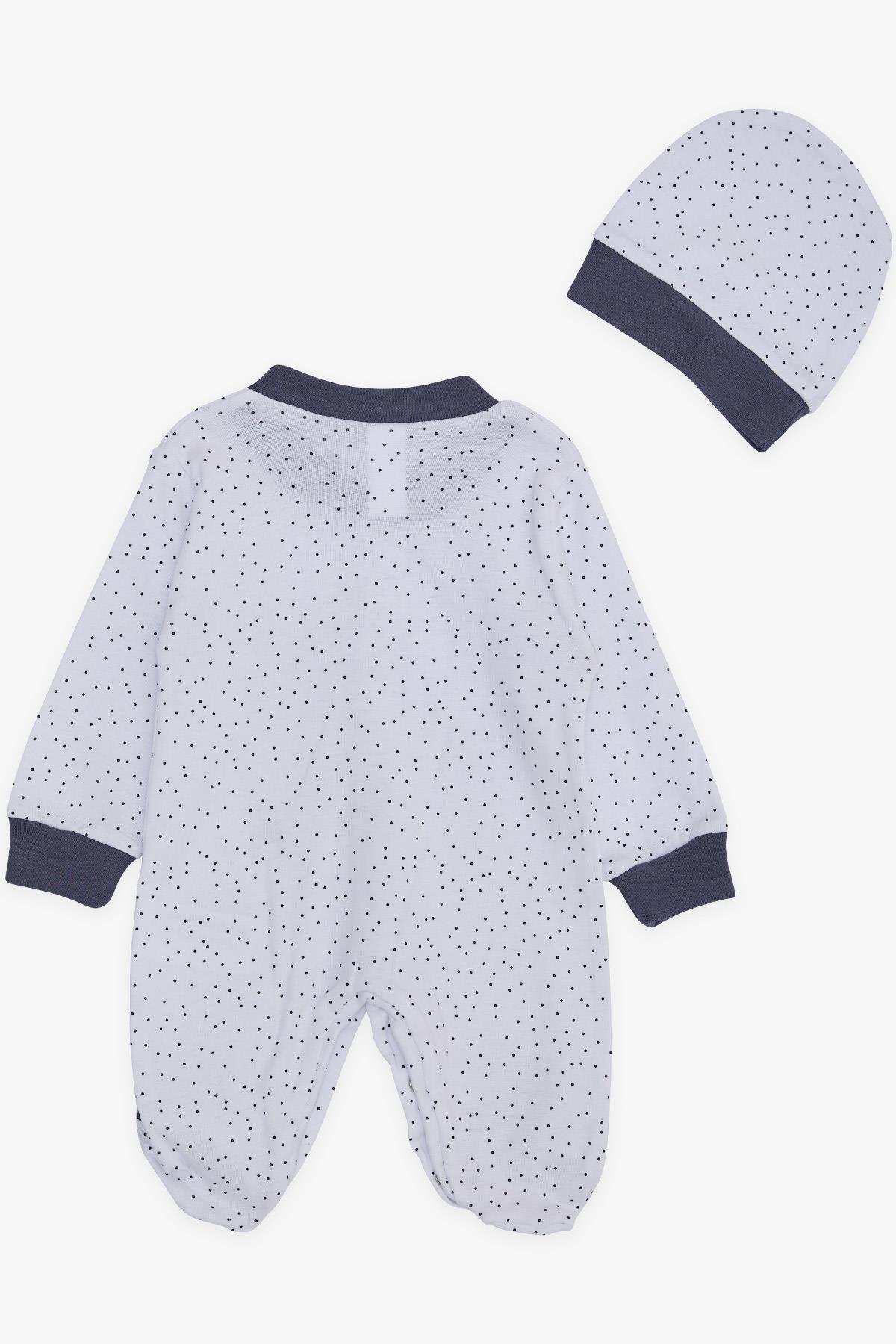 Breeze Erkek Bebek Patikli Tulum Minik Puantiye Desenli Beyaz (0-6 Ay)