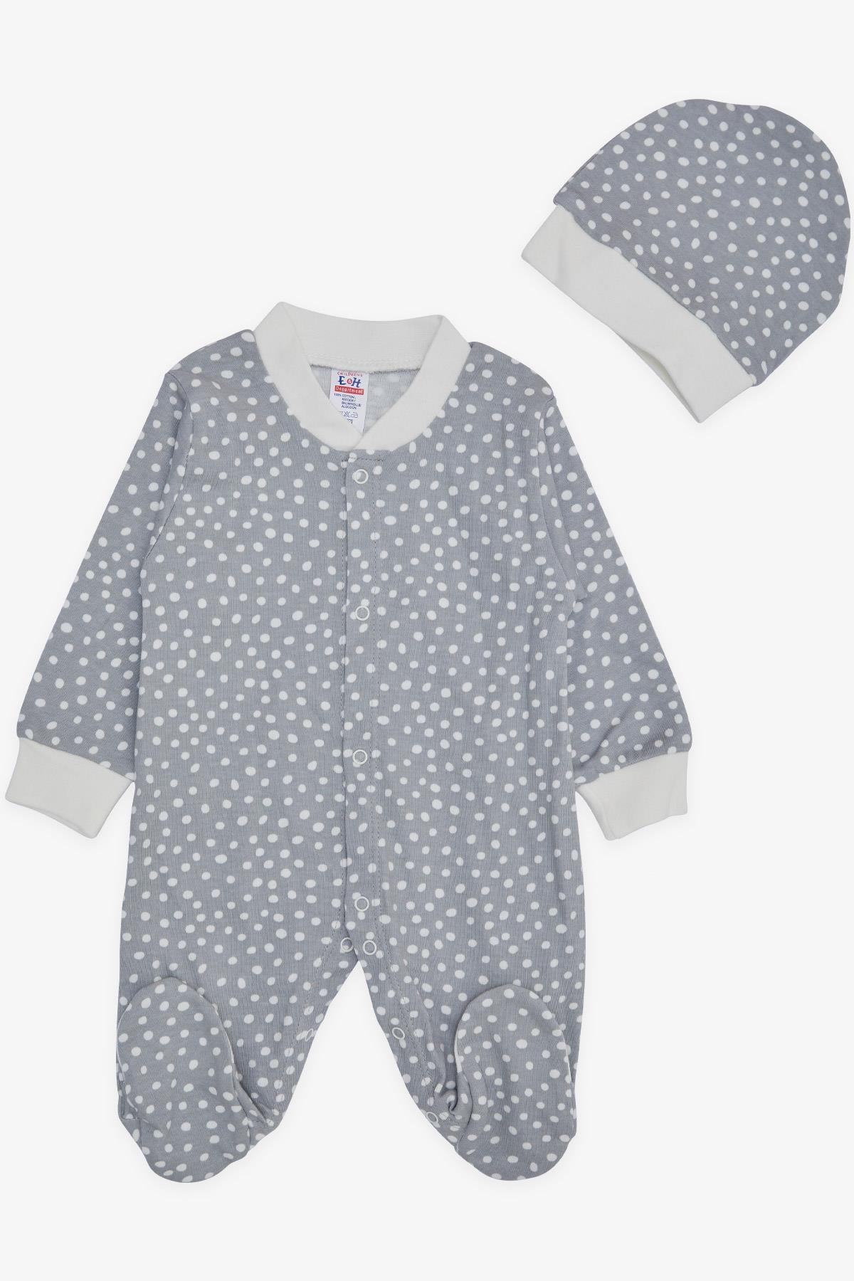 Breeze Erkek Bebek Patikli Tulum Puantiye Desenli Gri (0-6 Ay)