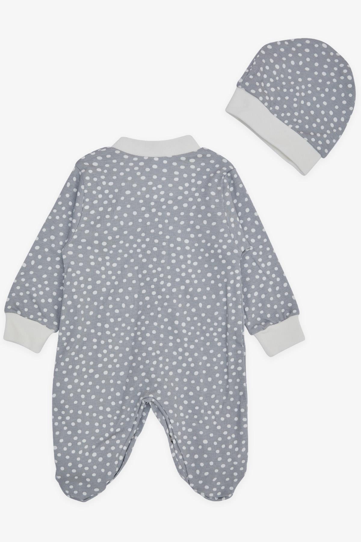 Breeze Erkek Bebek Patikli Tulum Puantiye Desenli Gri (0-6 Ay)