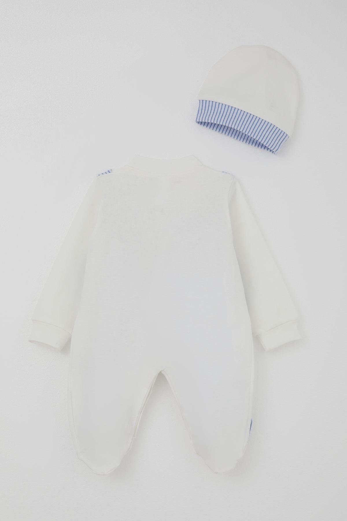 Breeze Erkek Bebek Patikli Tulum Sabit Papyonlu Yelekli Beyaz (0-6 Ay)