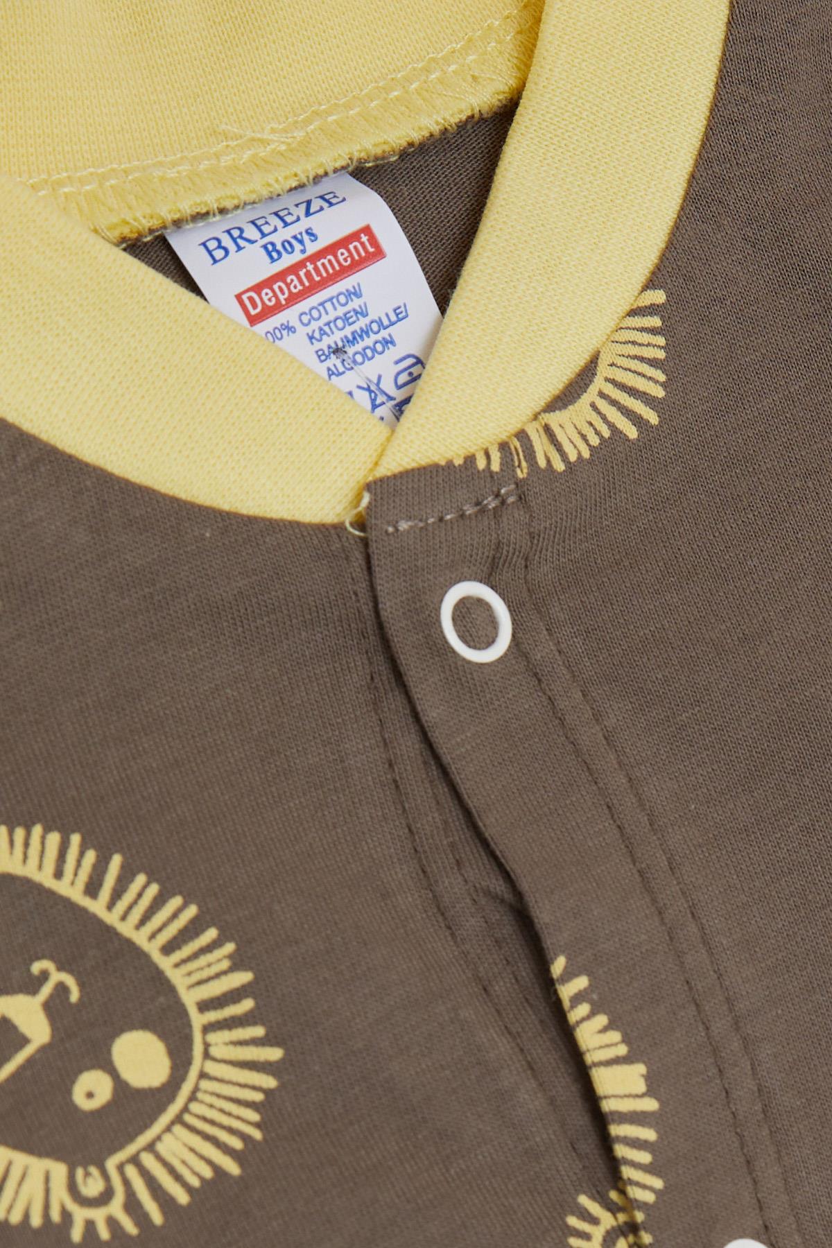 Breeze Erkek Bebek Patikli Tulum Sevimli Aslancık Desenli Vizon (0-6 Ay)