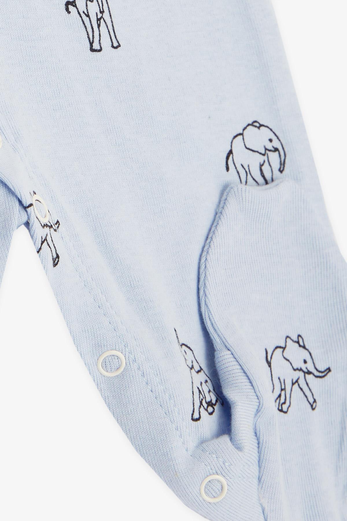 Breeze Erkek Bebek Patikli Tulum Sevimli Fil Desenli Bebe Mavisi (0-6 Ay)